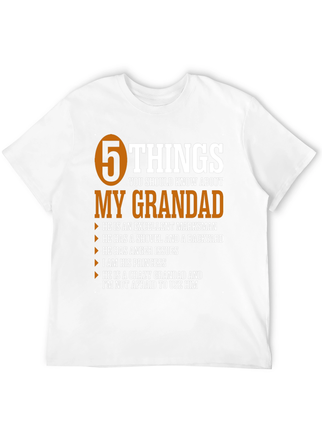 5 Things My Grandad T-Shirt - Novelty Graphic Tee