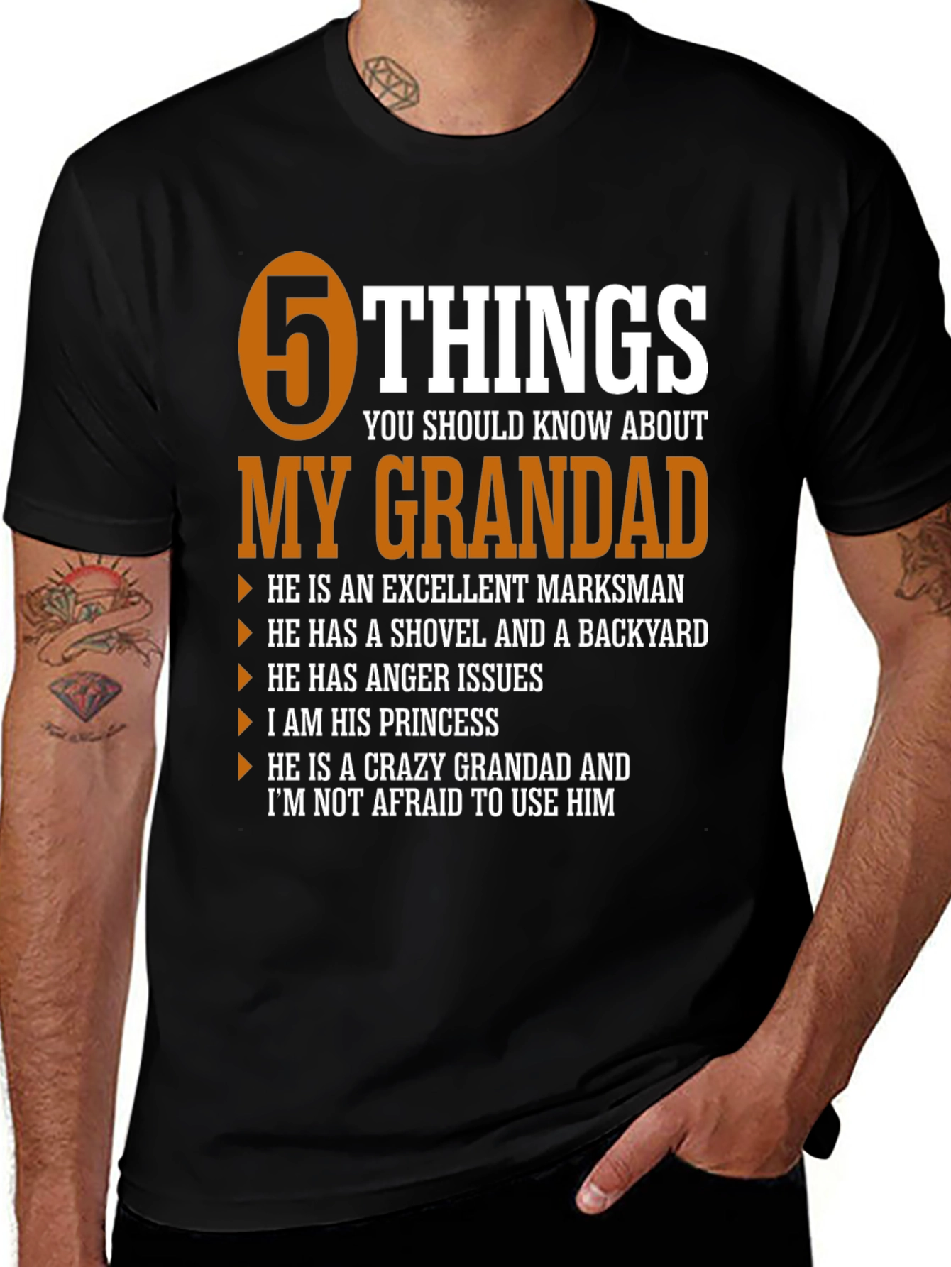 5 Things My Grandad T-Shirt - Novelty Graphic Tee