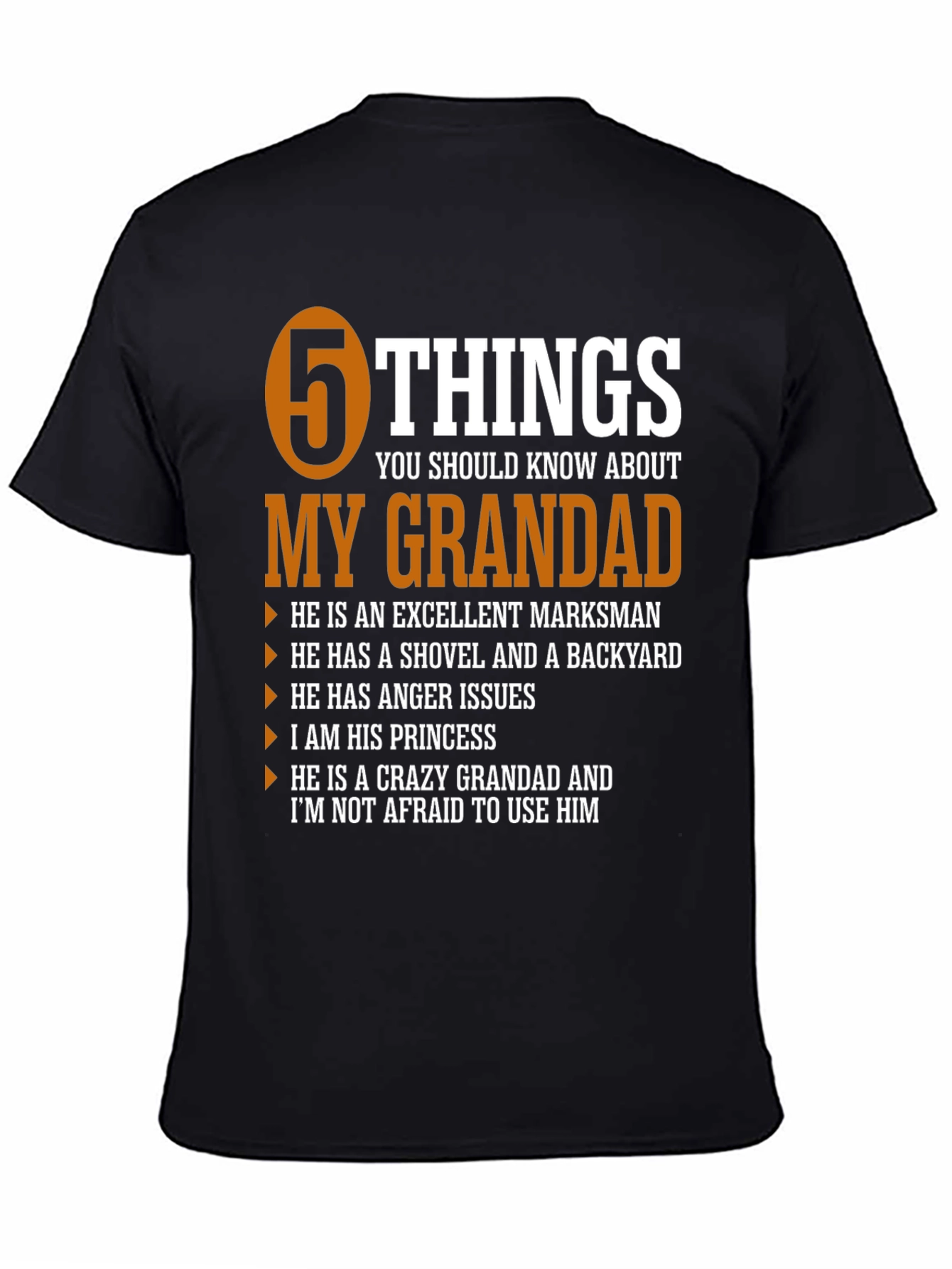5 Things My Grandad T-Shirt - Novelty Graphic Tee