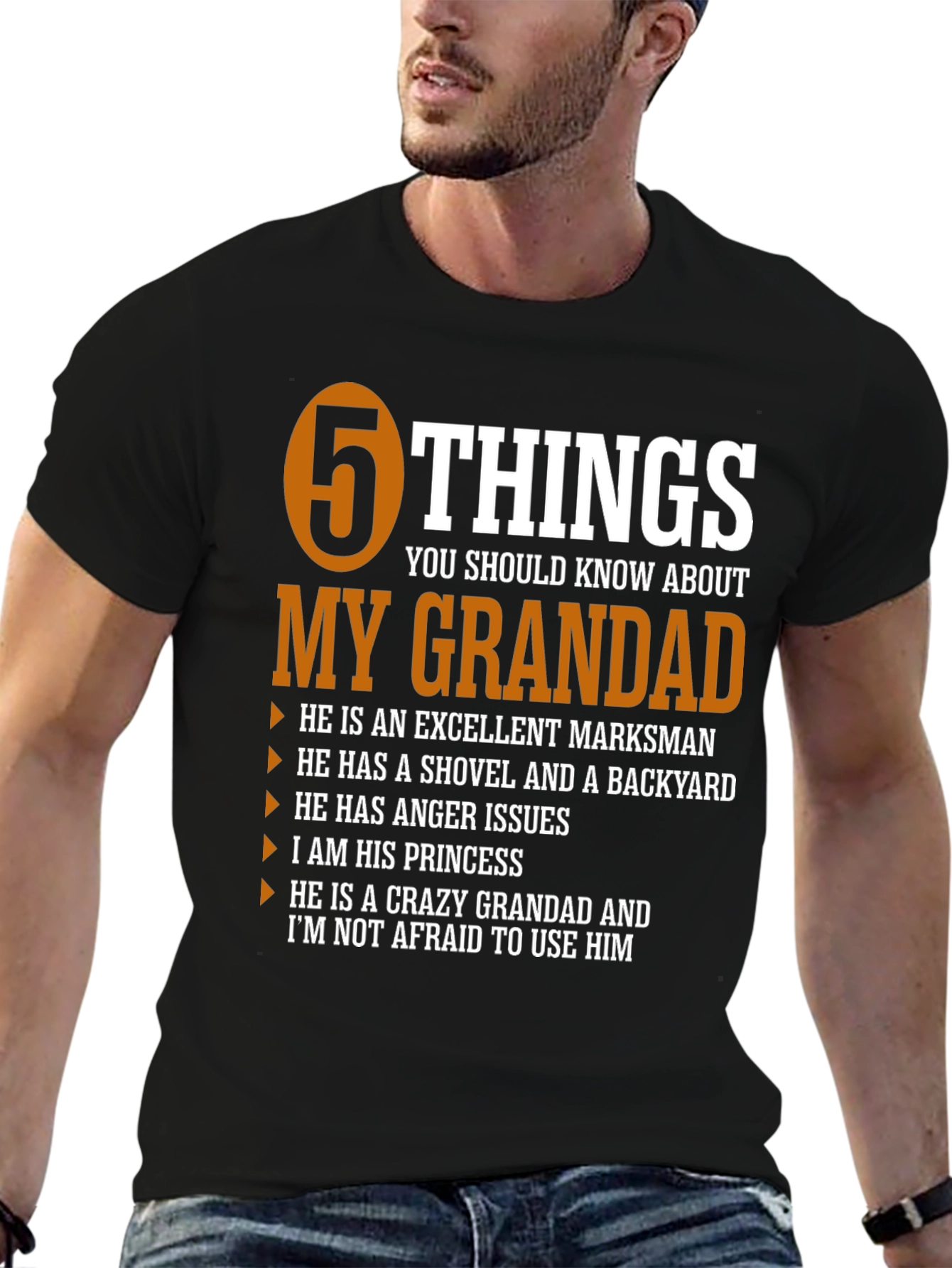 5 Things My Grandad T-Shirt - Novelty Graphic Tee