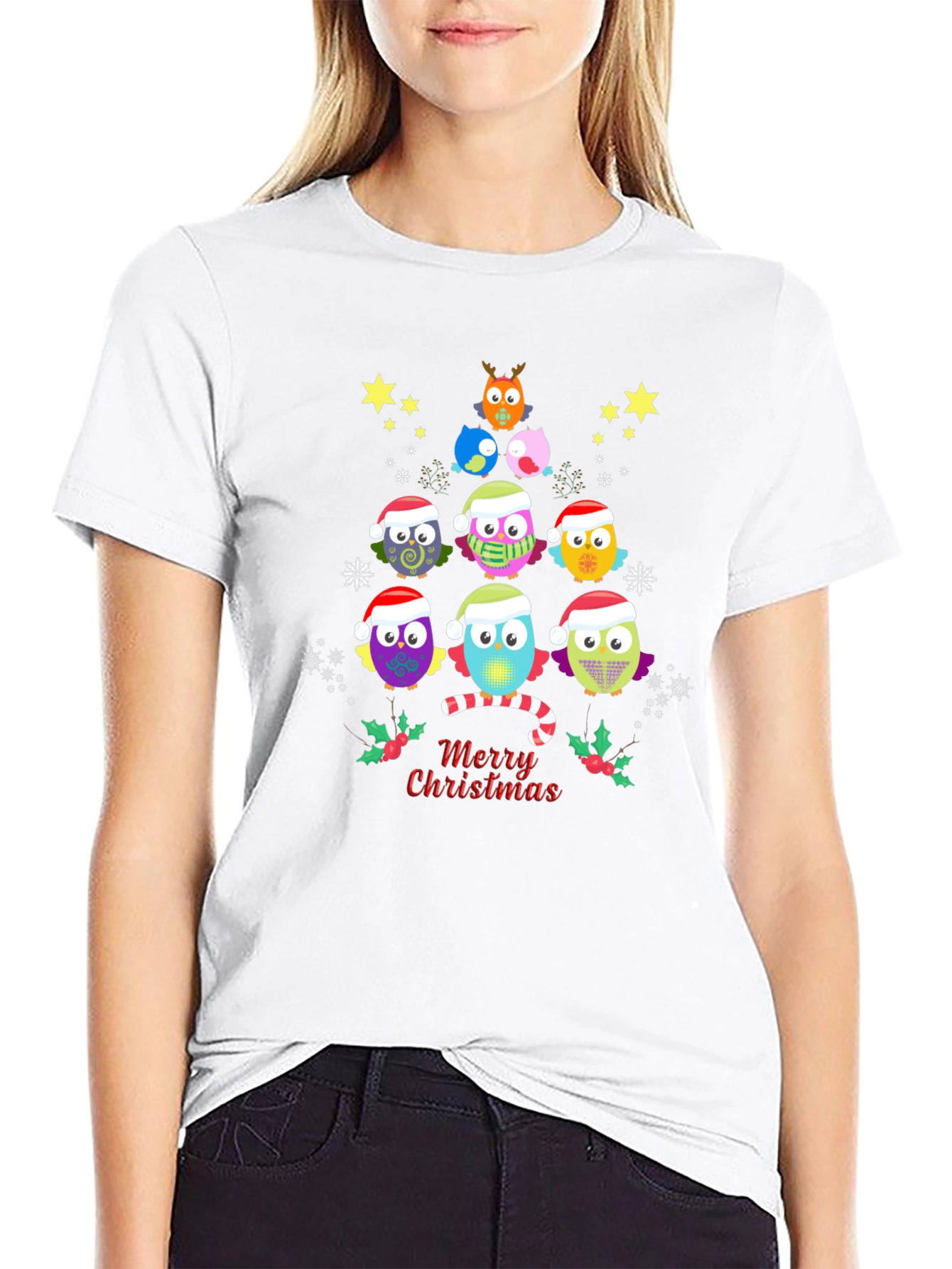 Christmas Owl Tree Graphic Tee
