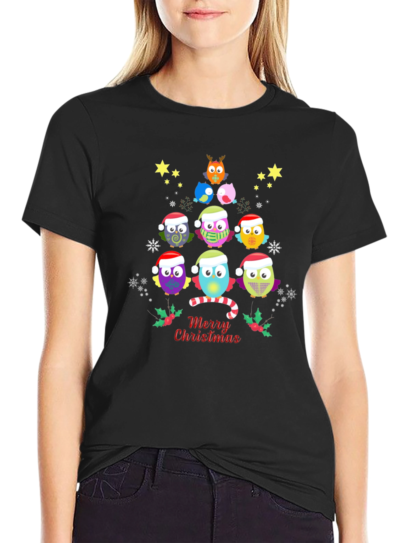 Christmas Owl Tree Graphic Tee