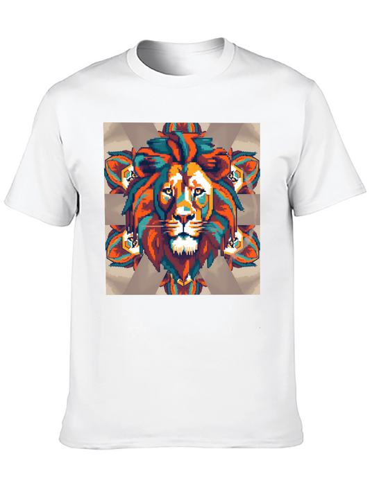 Pixel Lion Graphic Tee - Black Cotton Blend