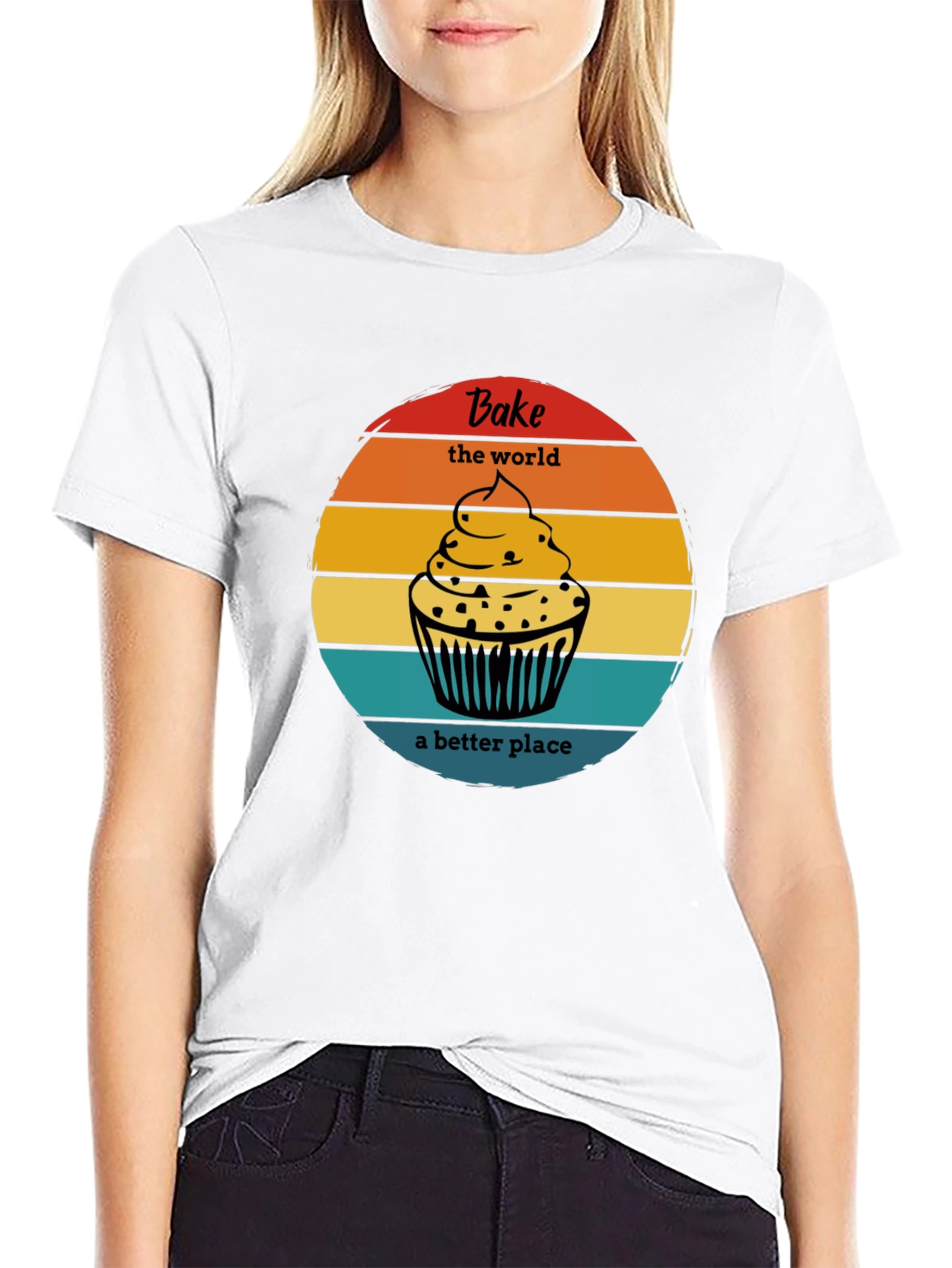 Bake the World Tee - Cupcake Graphic T-Shirt