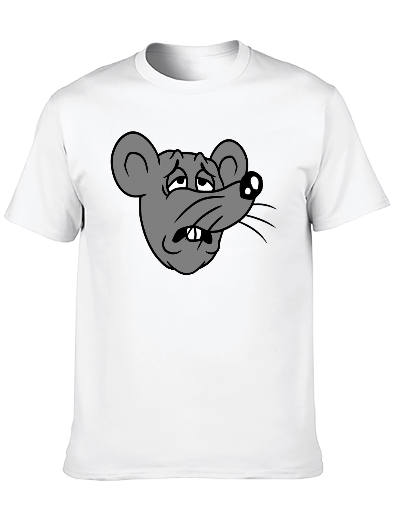 Funny Sad Rat Cartoon Graphic Black T-Shirt