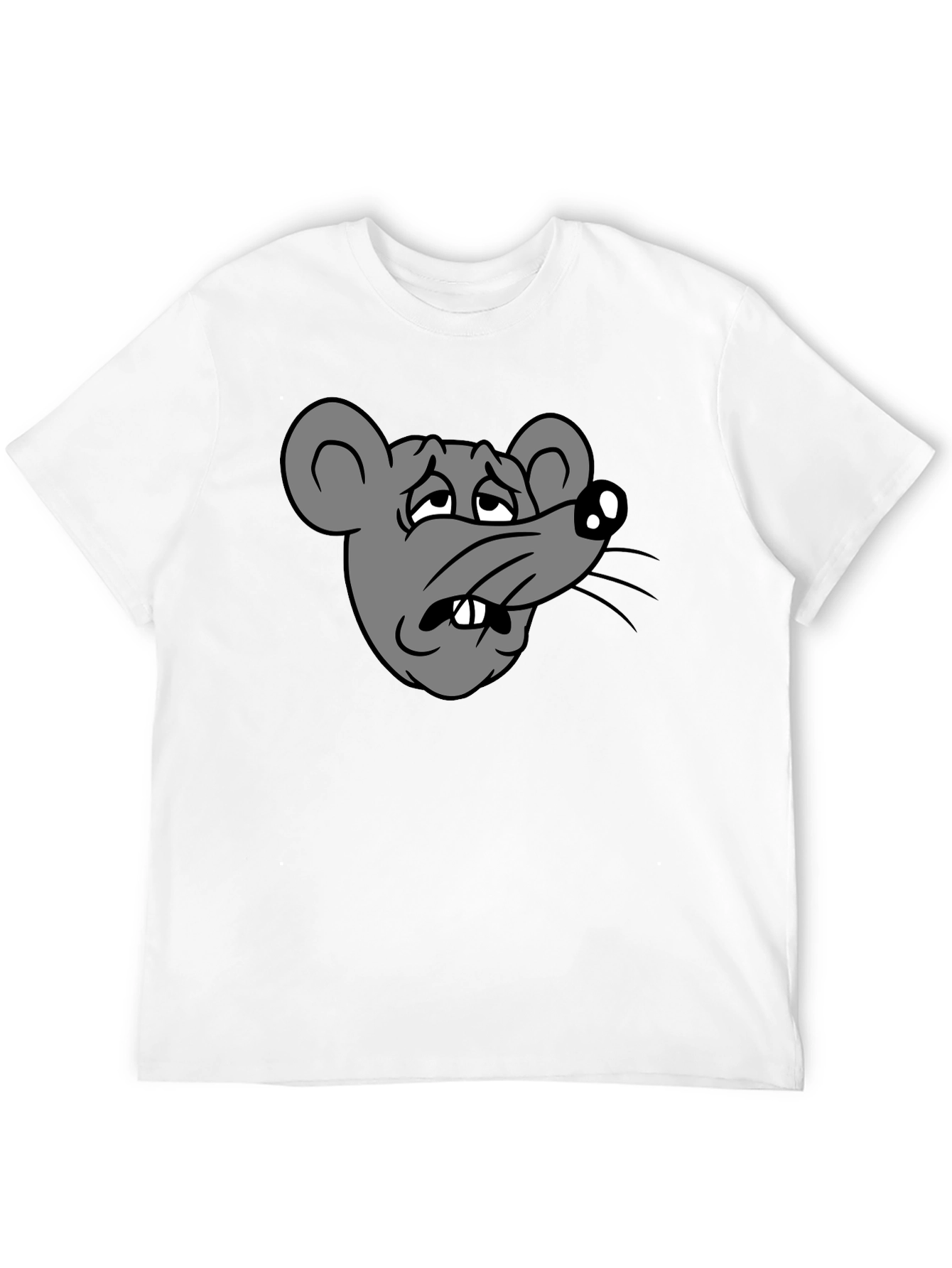 Funny Sad Rat Cartoon Graphic Black T-Shirt