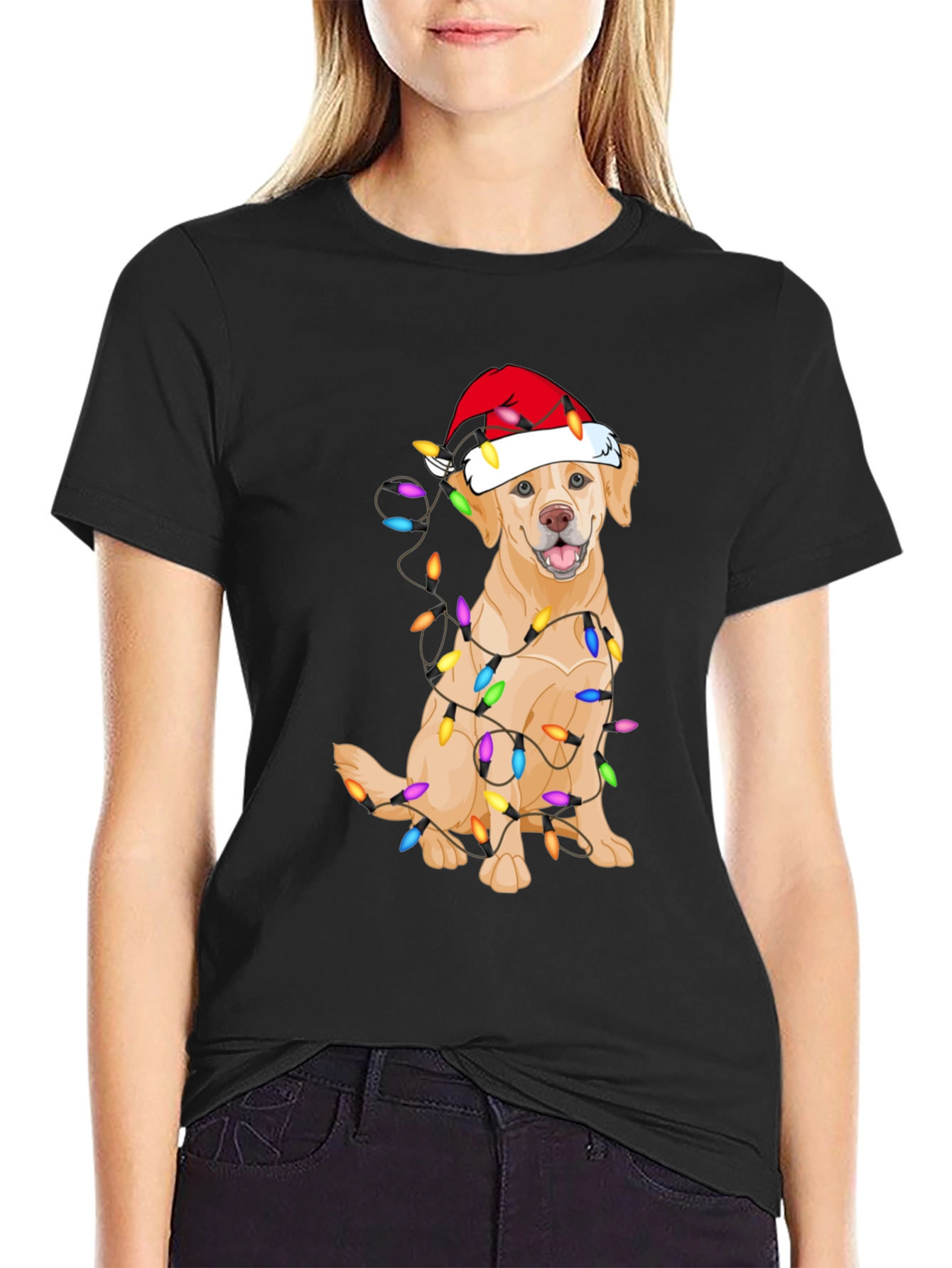 Festive Dog Christmas Lights T-Shirt