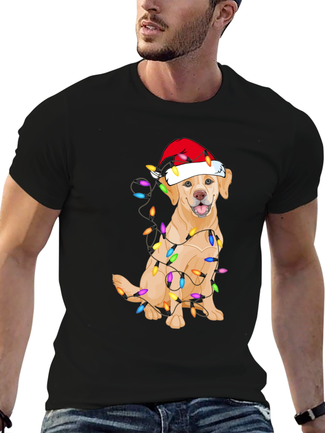 Festive Dog Christmas Lights T-Shirt