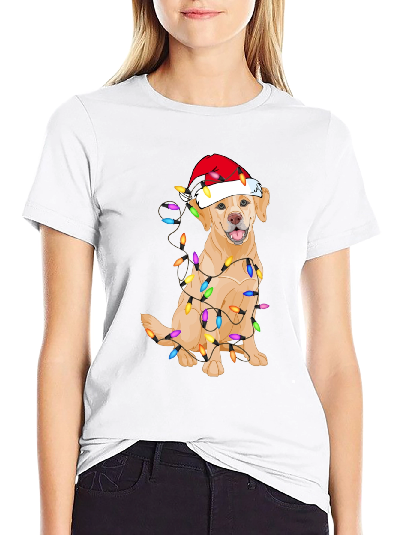 Festive Dog Christmas Lights T-Shirt