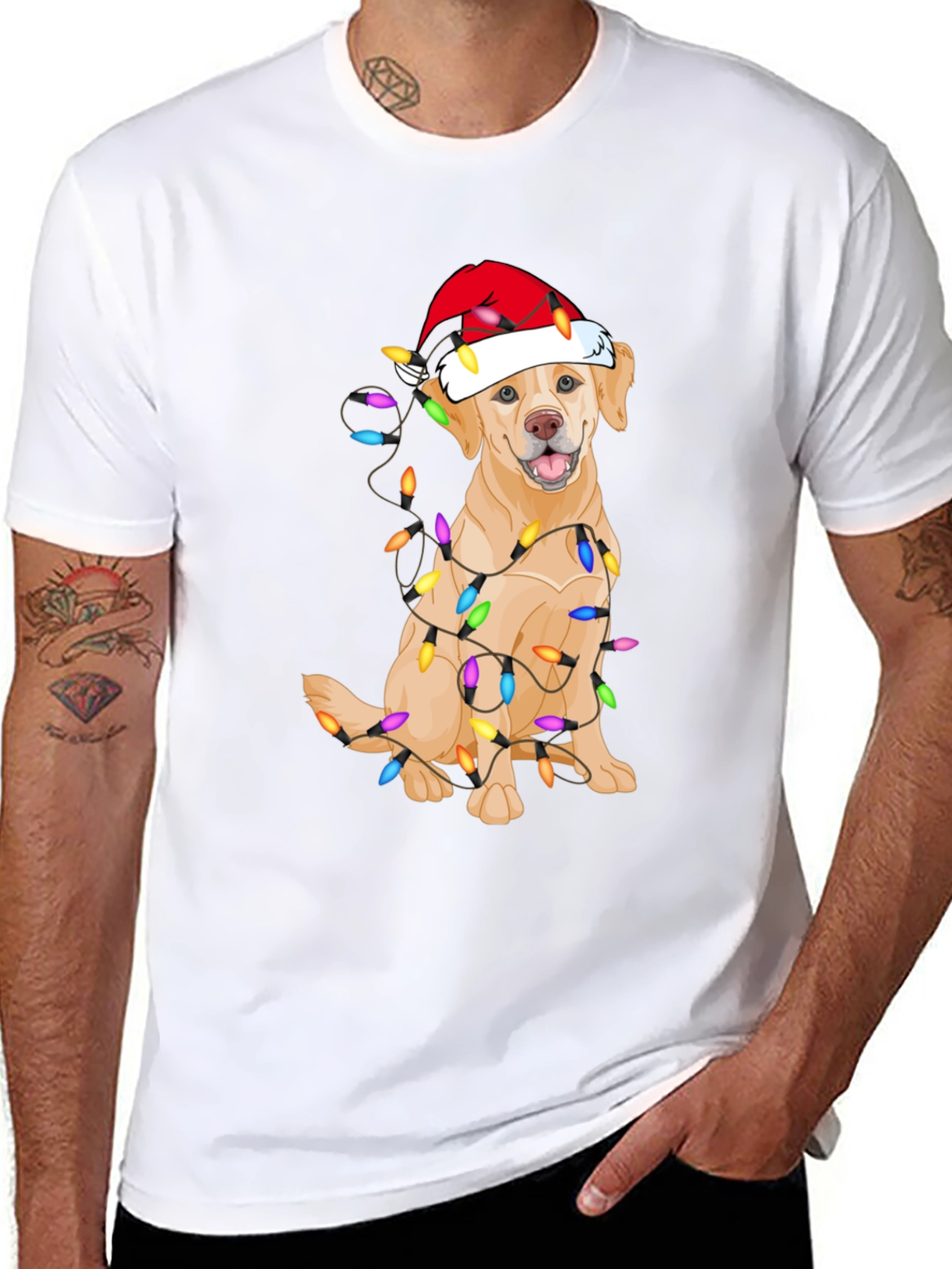 Festive Dog Christmas Lights T-Shirt