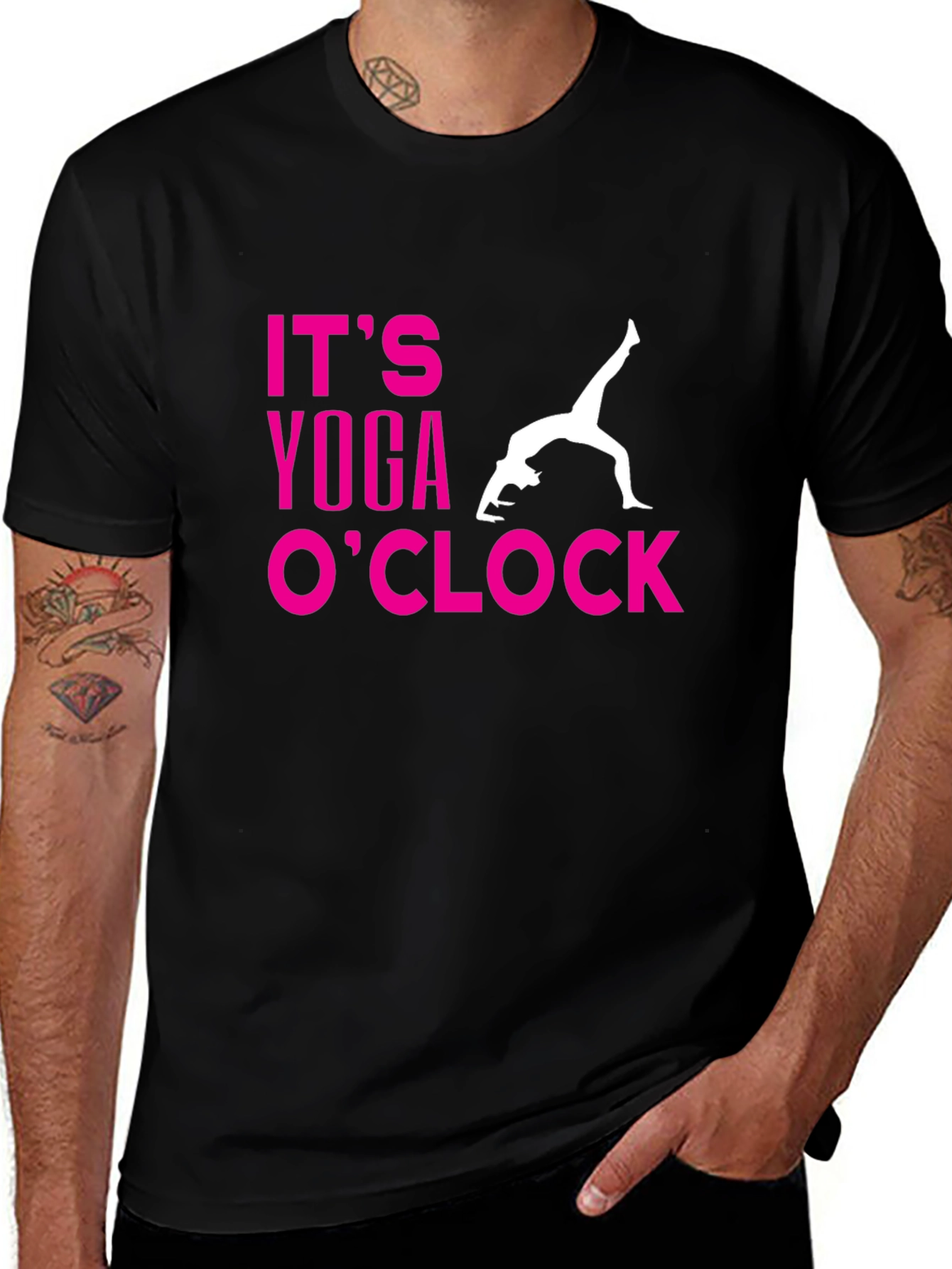 Its Yoga OClock Black T-Shirt