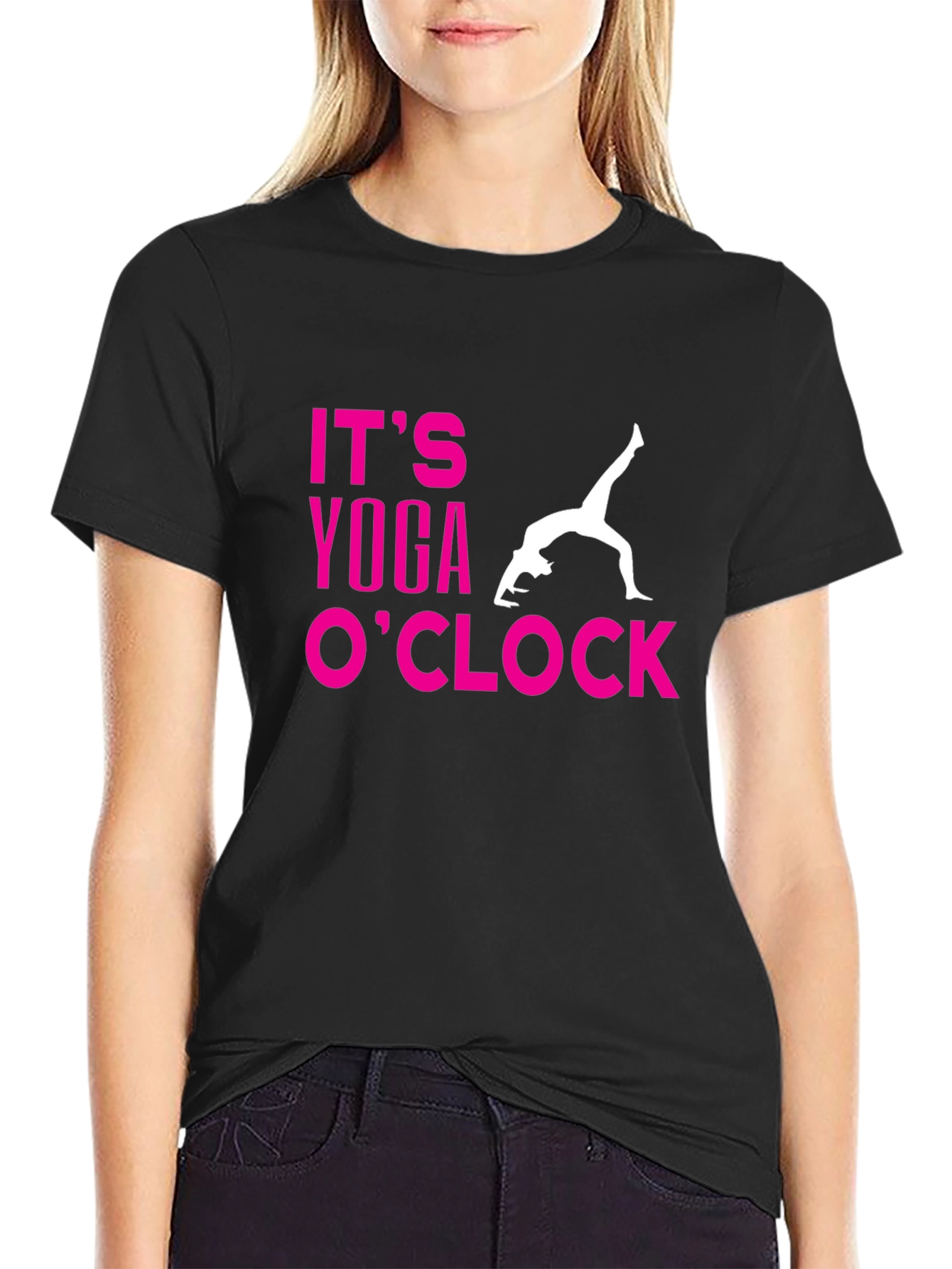 Its Yoga OClock Black T-Shirt