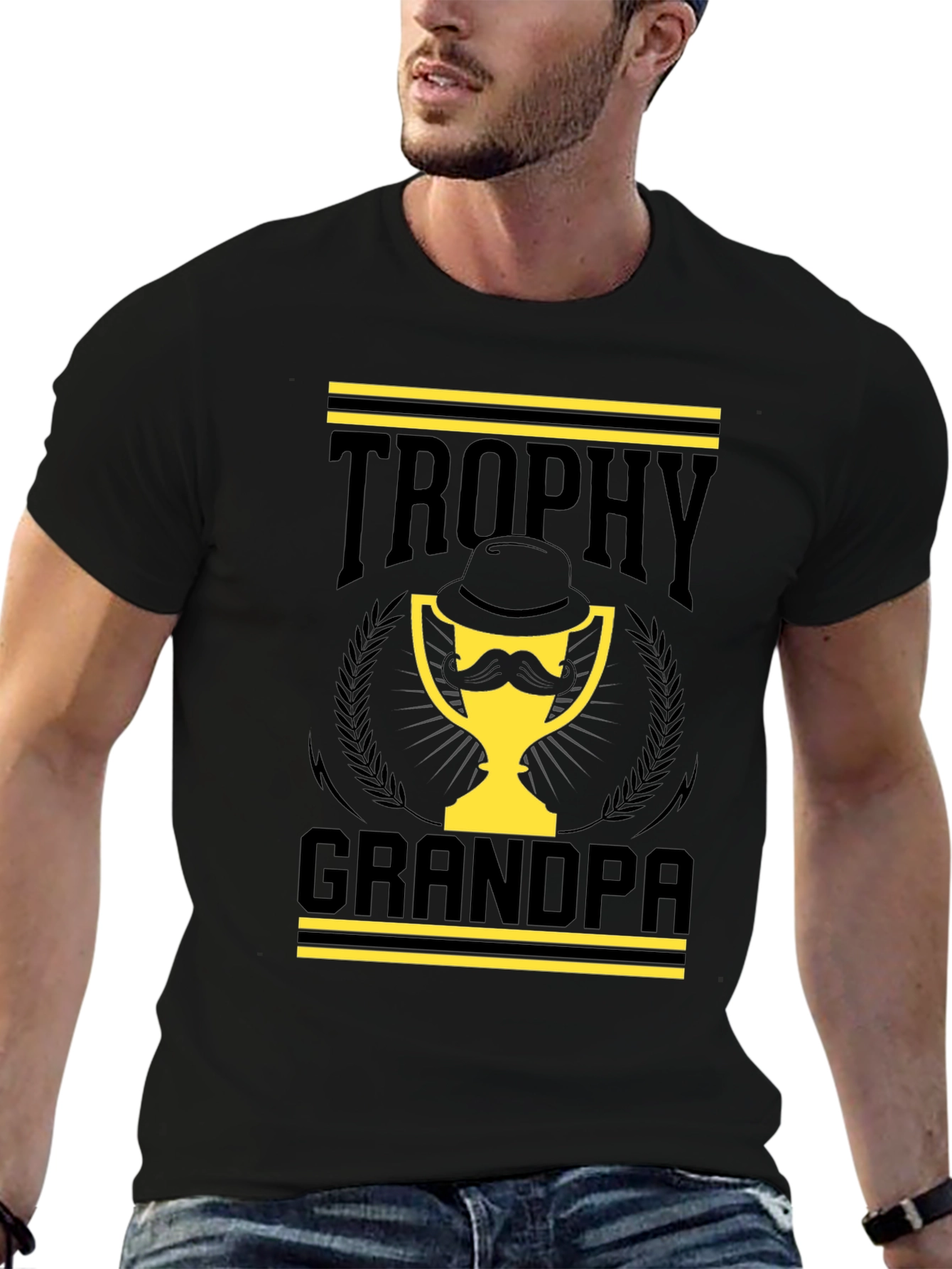 Trophy Grandpa Black T-Shirt - Funny Grandpa Gift