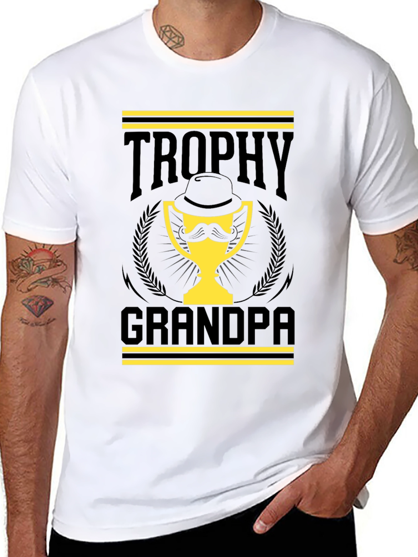 Trophy Grandpa Black T-Shirt - Funny Grandpa Gift