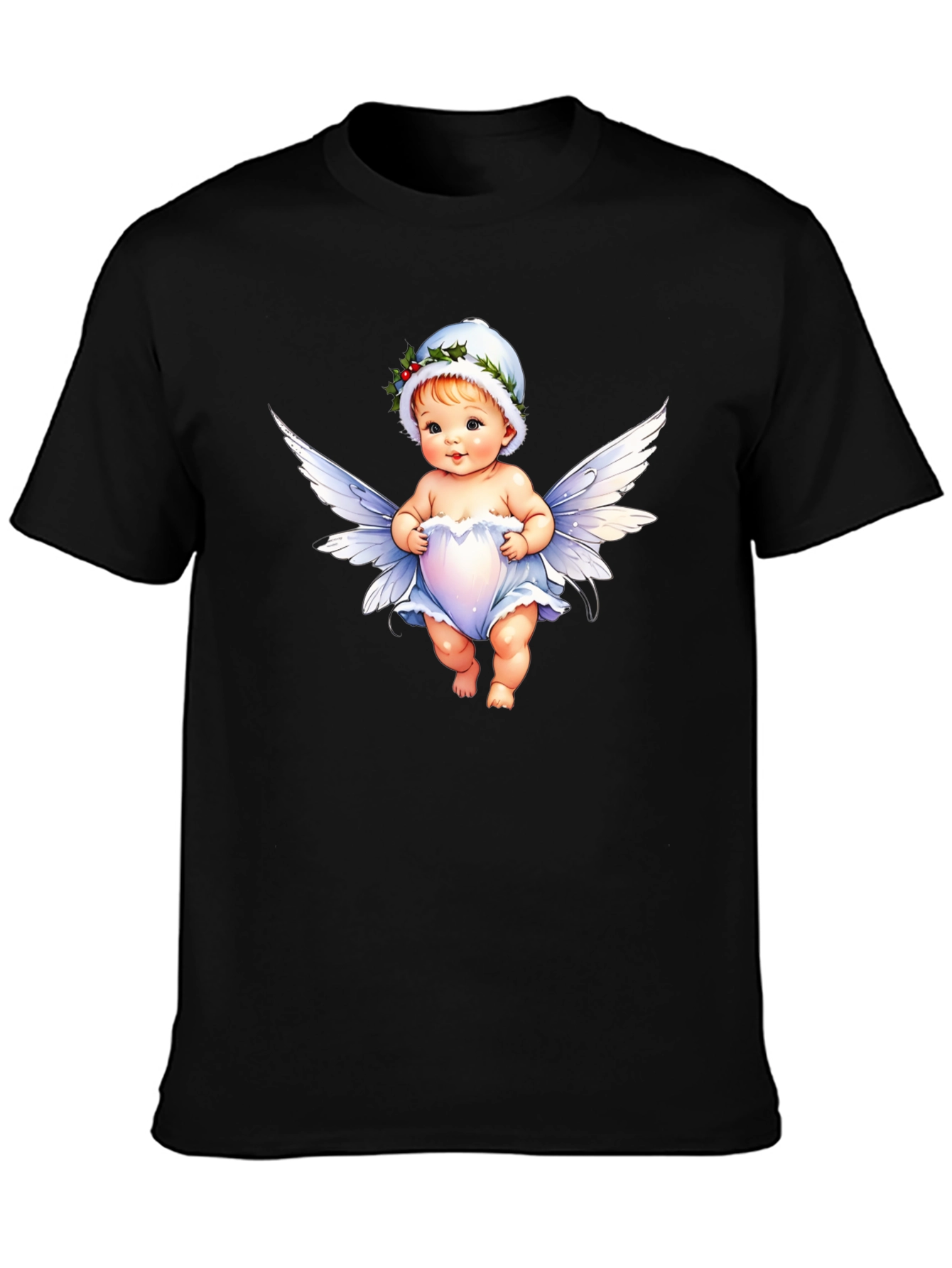 Angel Baby Graphic Tee - Unisex Black Cotton Shirt