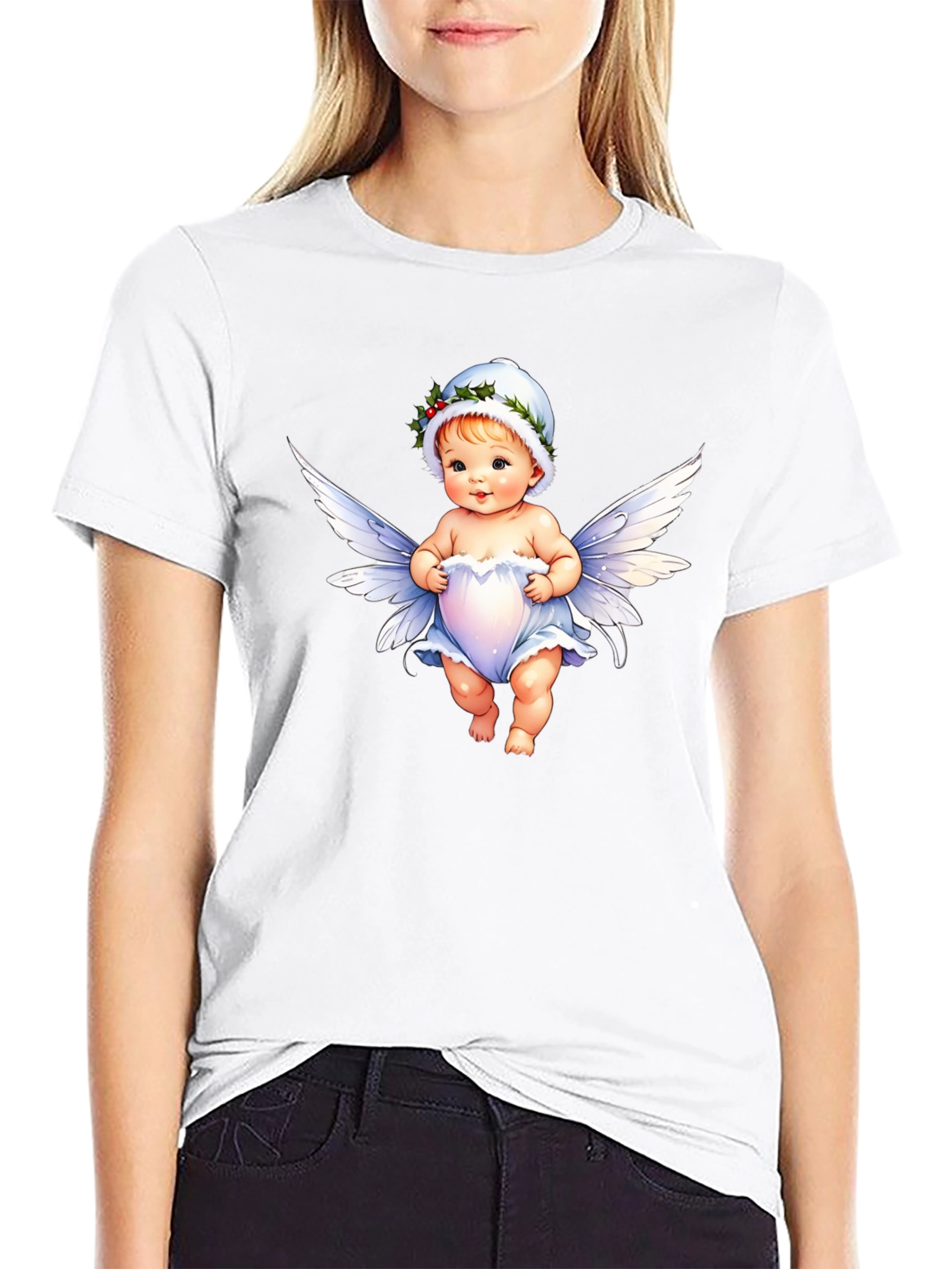 Angel Baby Graphic Tee - Unisex Black Cotton Shirt