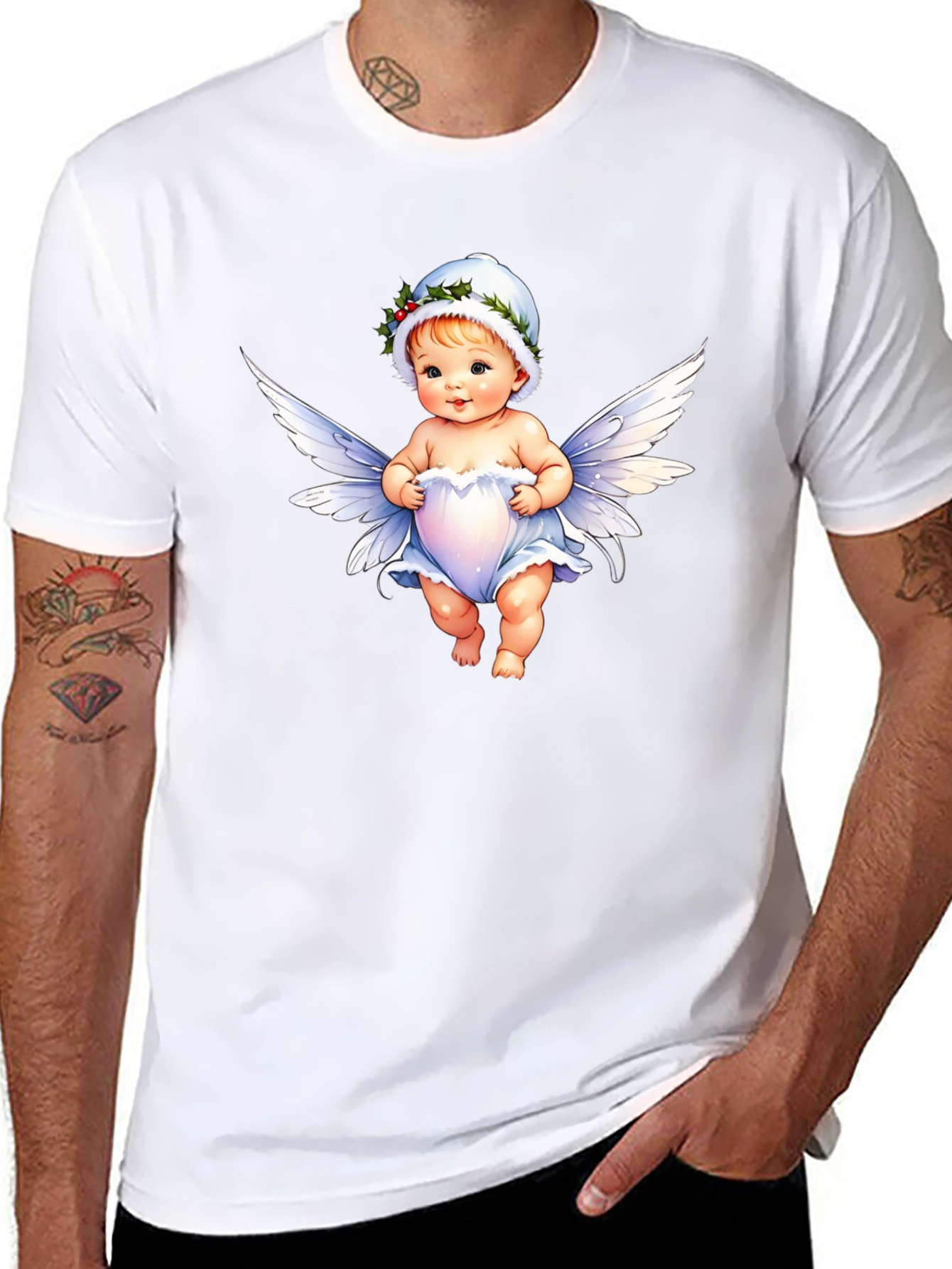 Angel Baby Graphic Tee - Unisex Black Cotton Shirt