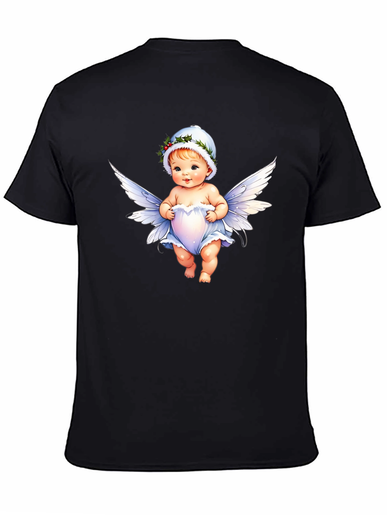 Angel Baby Graphic Tee - Unisex Black Cotton Shirt