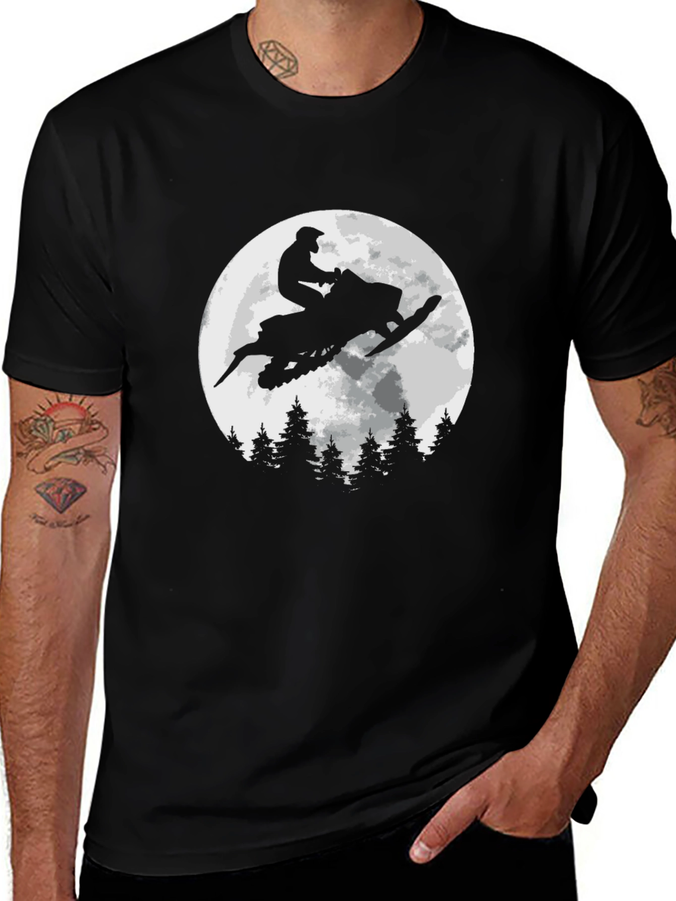 Snowmobile Rider T-Shirt - Moonlit Adventure