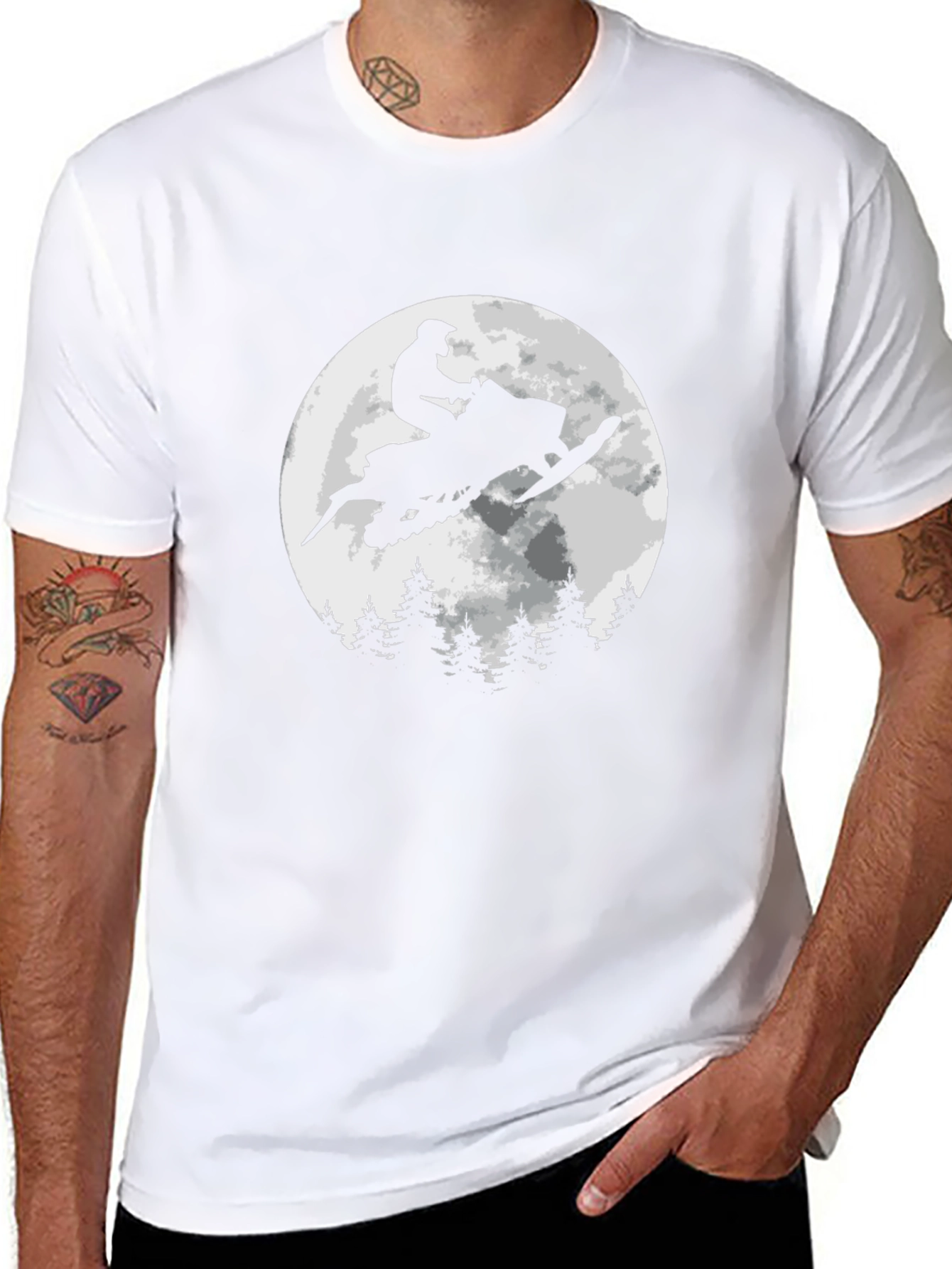 Snowmobile Rider T-Shirt - Moonlit Adventure
