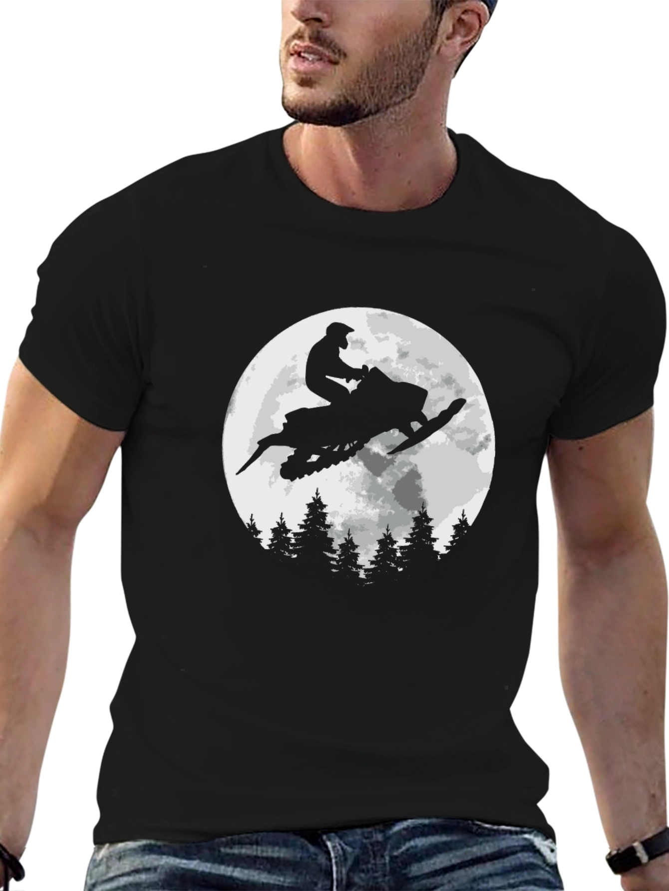 Snowmobile Rider T-Shirt - Moonlit Adventure