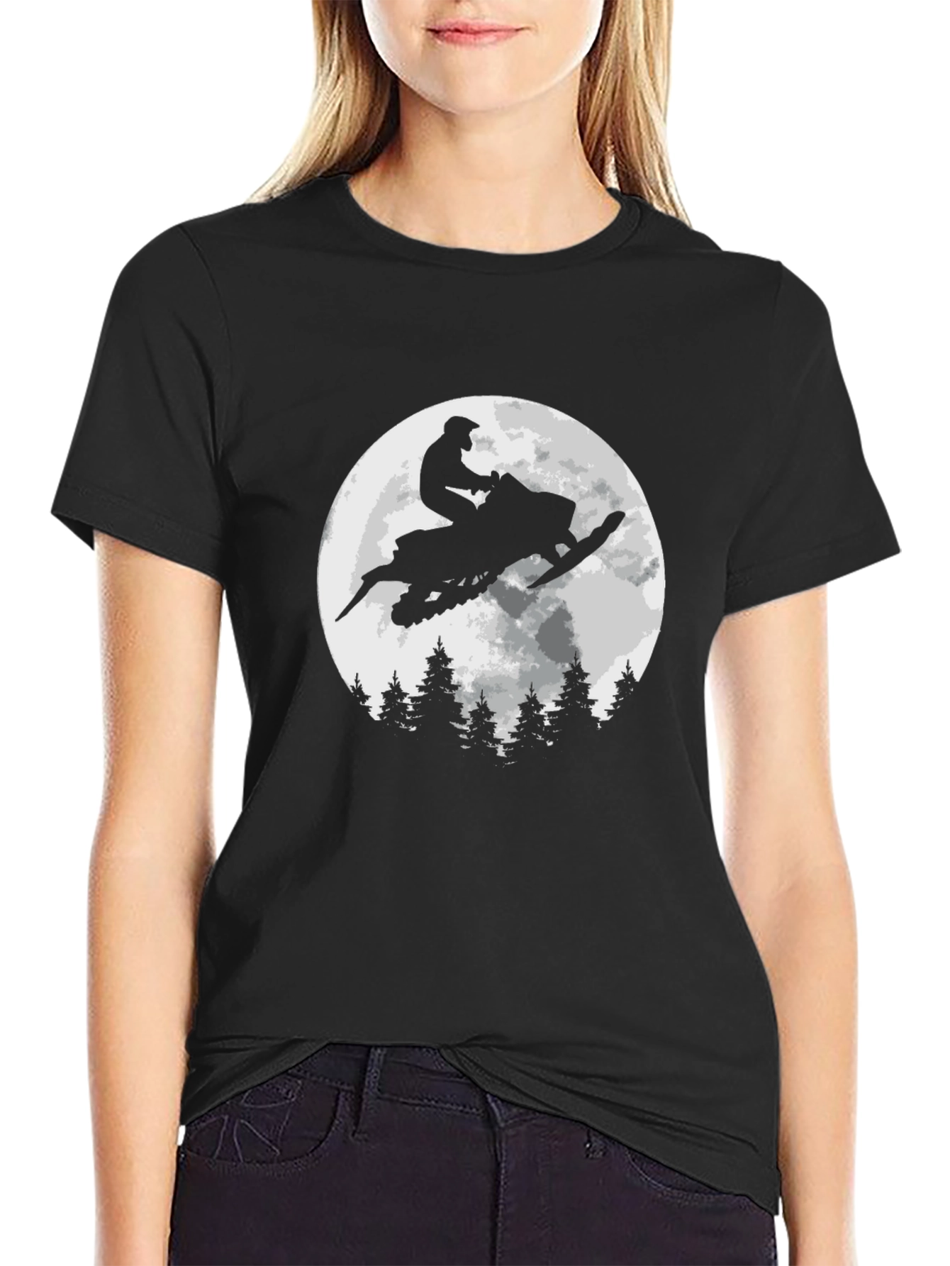 Snowmobile Rider T-Shirt - Moonlit Adventure