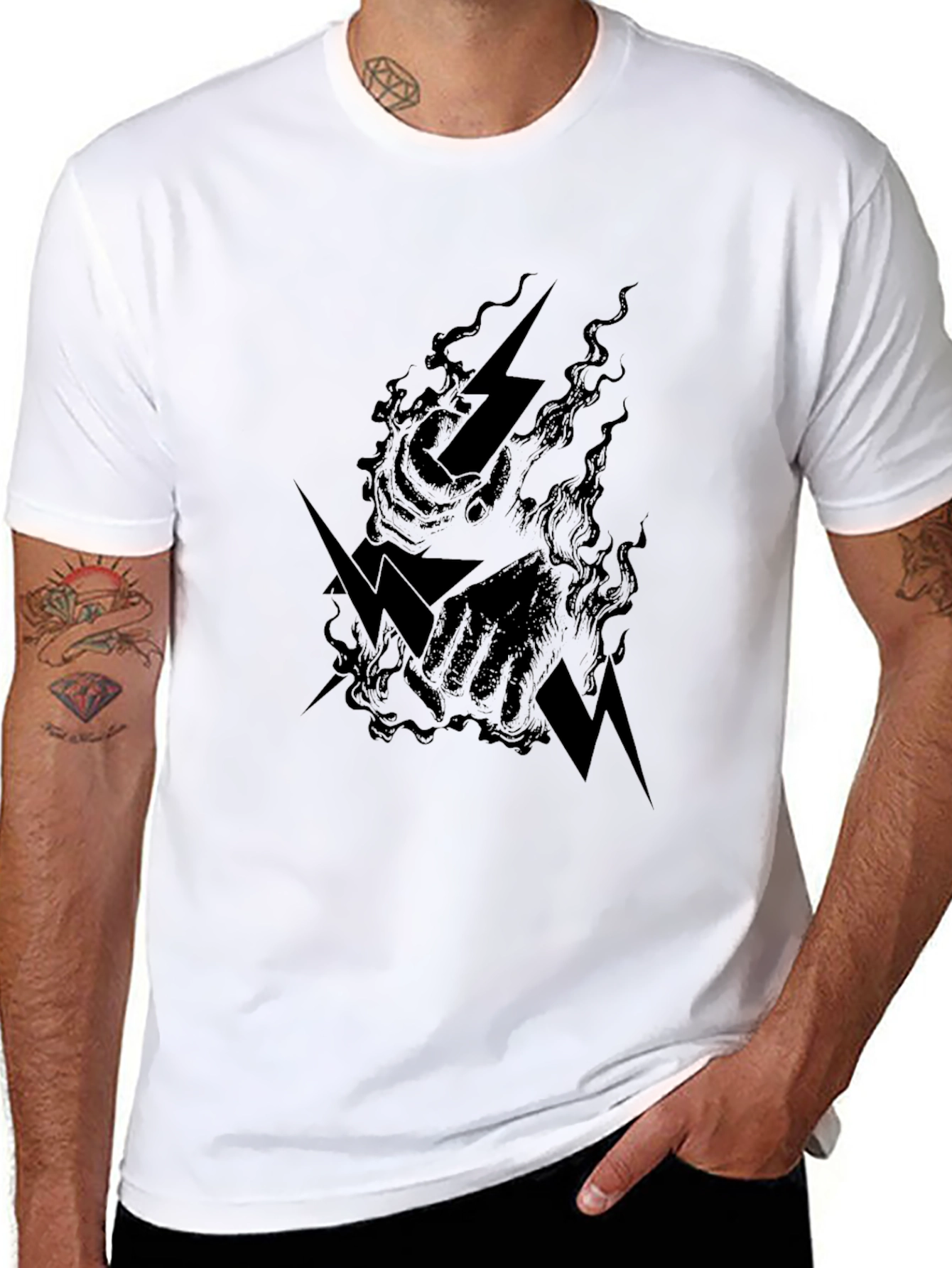 Electric Fist Graphic Print Black T-Shirt