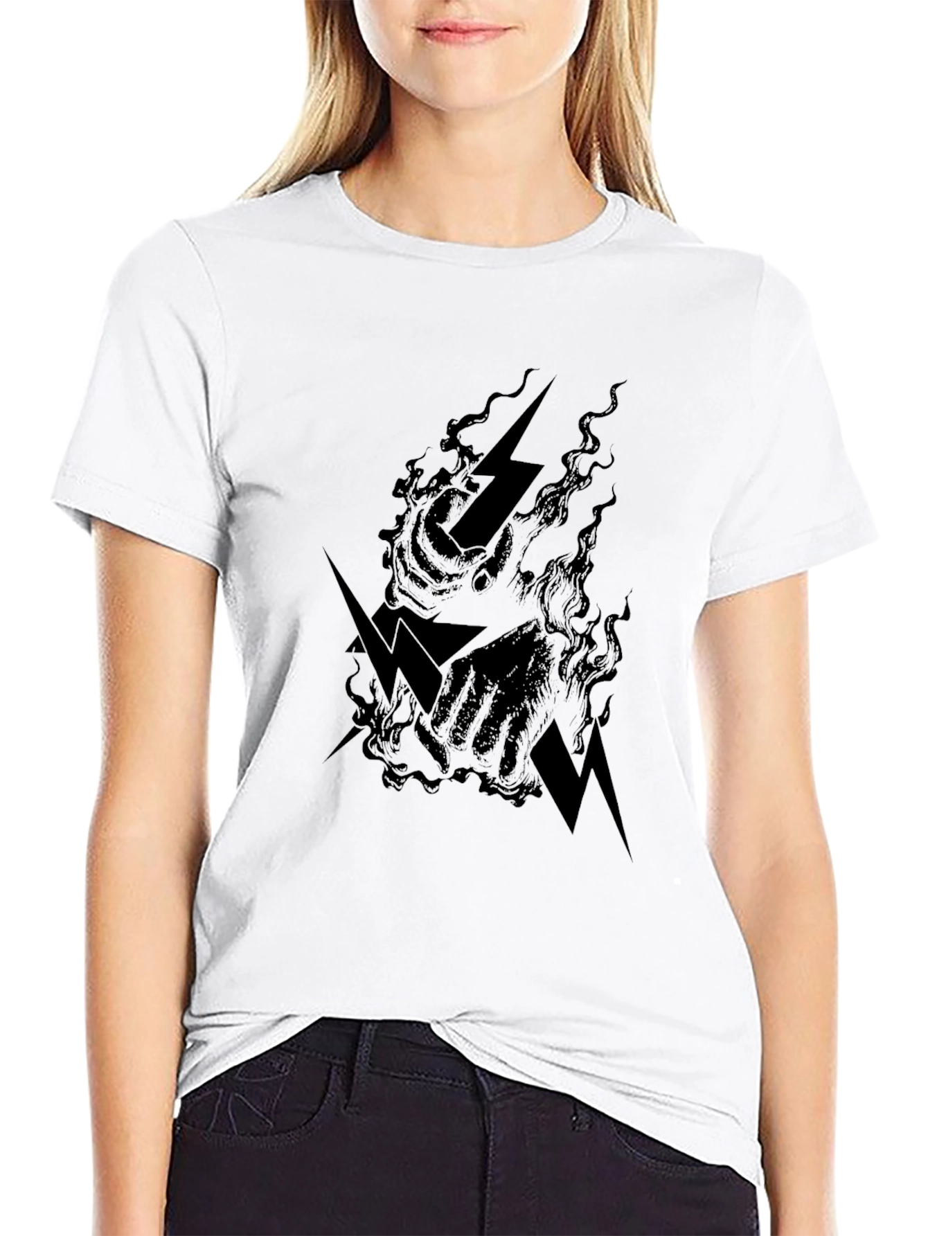 Electric Fist Graphic Print Black T-Shirt