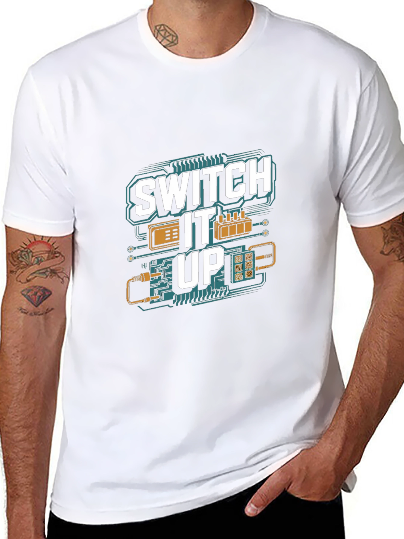 Switch It Up Black T-Shirt - Tech Inspired Design