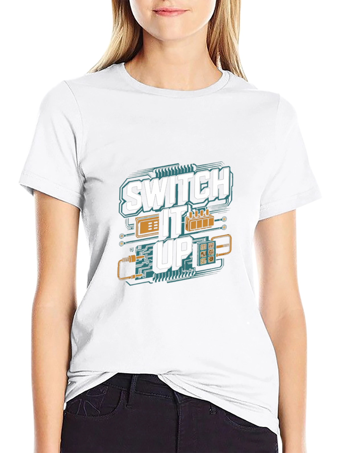 Switch It Up Black T-Shirt - Tech Inspired Design