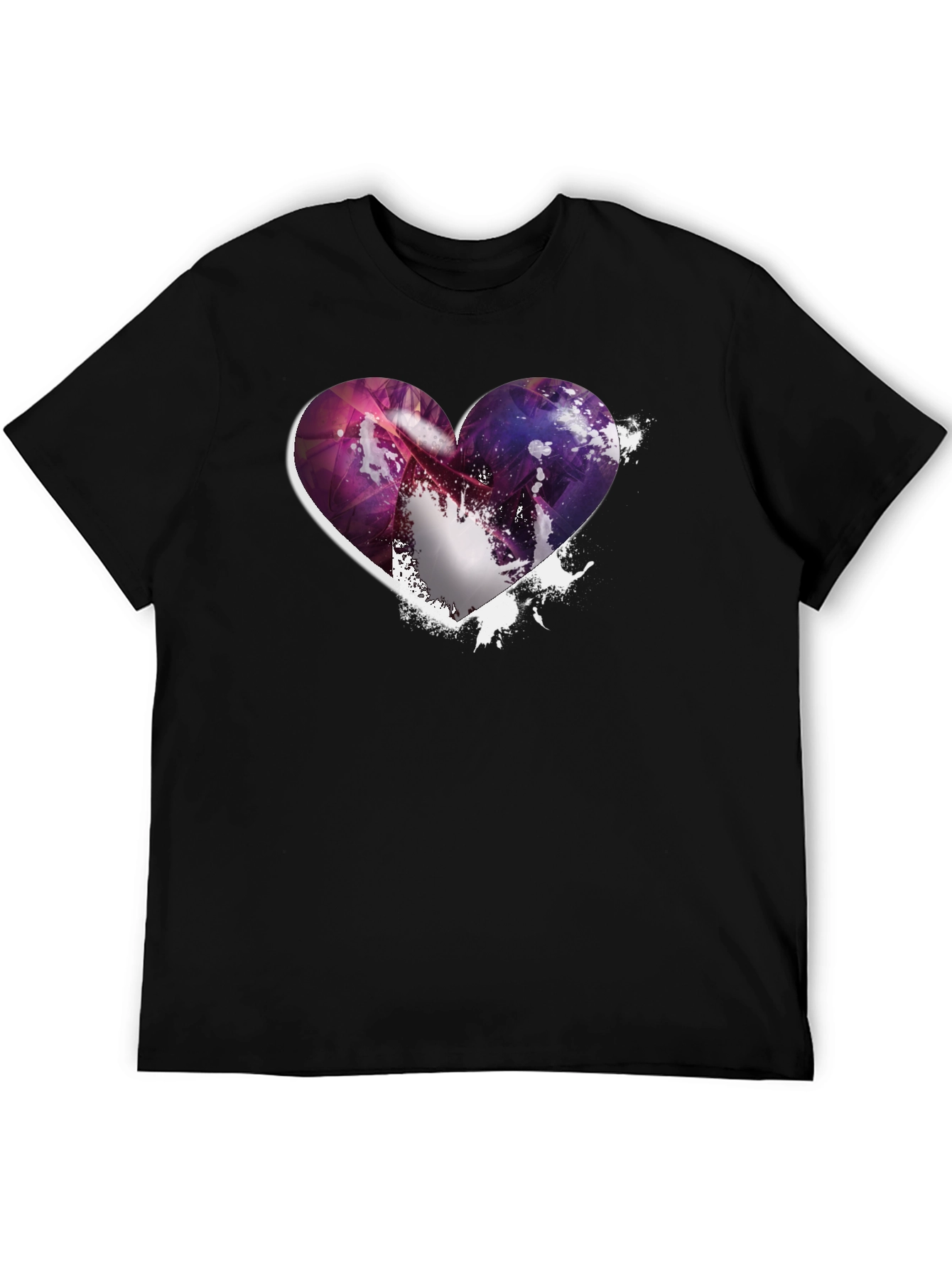 Heart Galaxy Graphic Black T-Shirt
