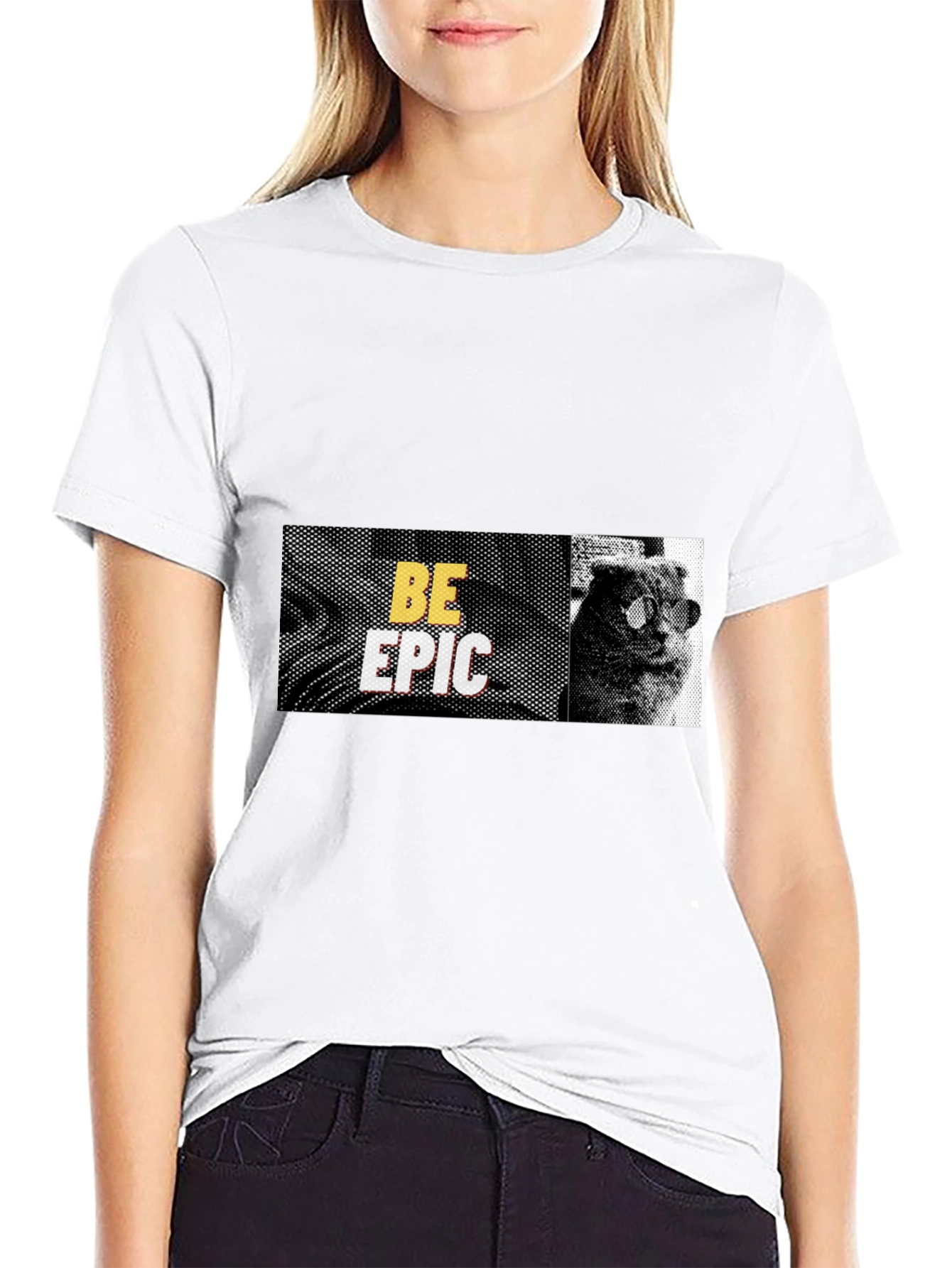 Be Epic Cat Graphic Tee - Cool Black T-Shirt