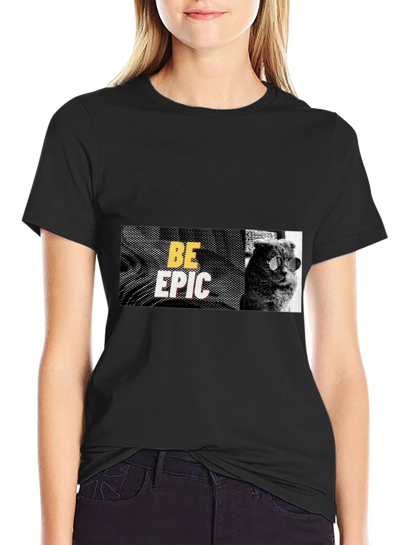 Be Epic Cat Graphic Tee - Cool Black T-Shirt