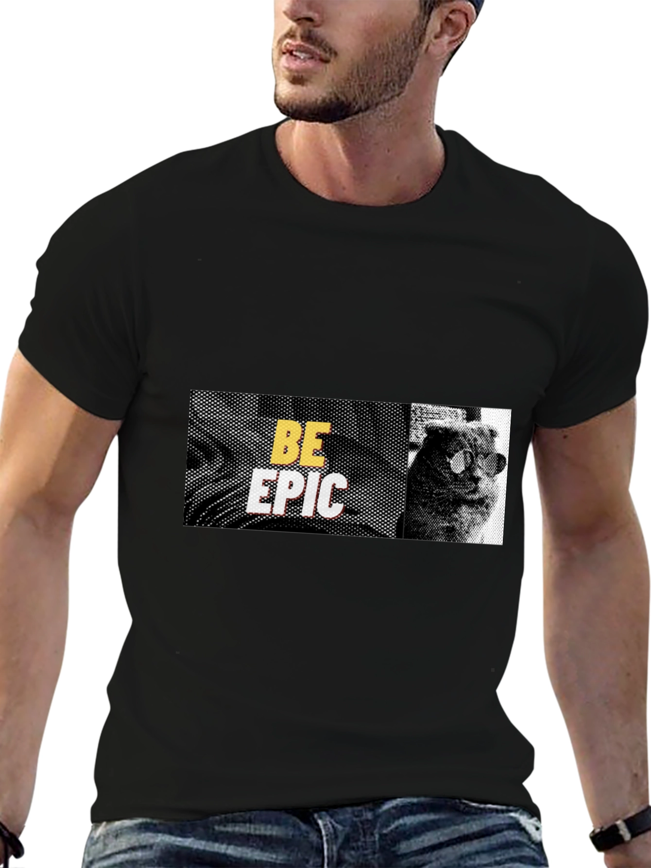 Be Epic Cat Graphic Tee - Cool Black T-Shirt