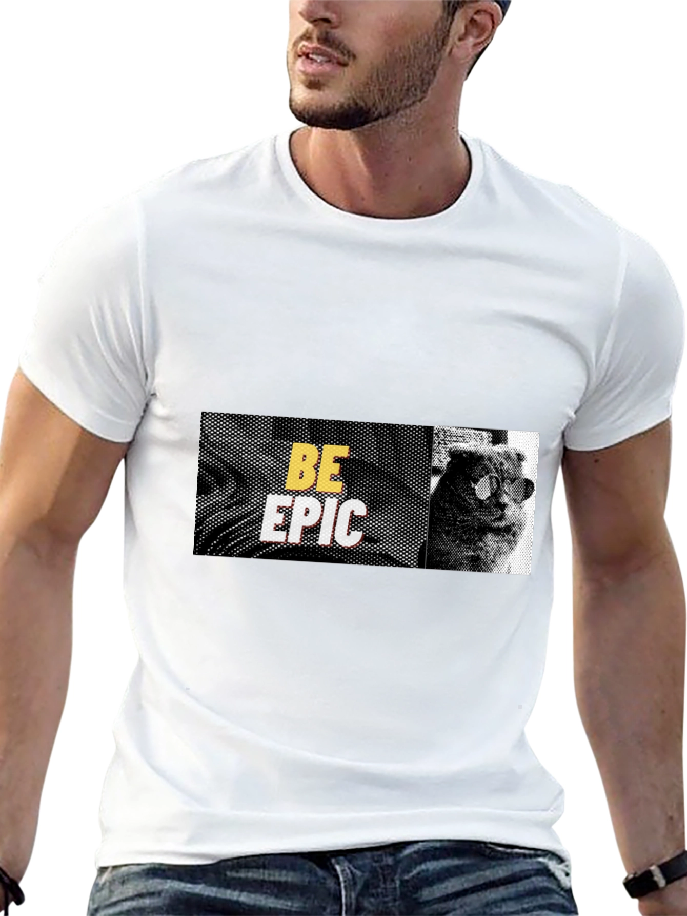 Be Epic Cat Graphic Tee - Cool Black T-Shirt