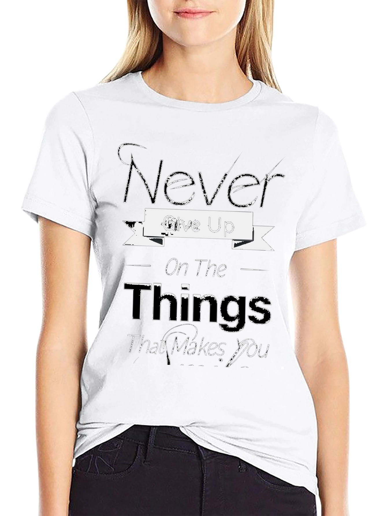 Inspirational Graphic Tee: Never Give Up T-Shirt