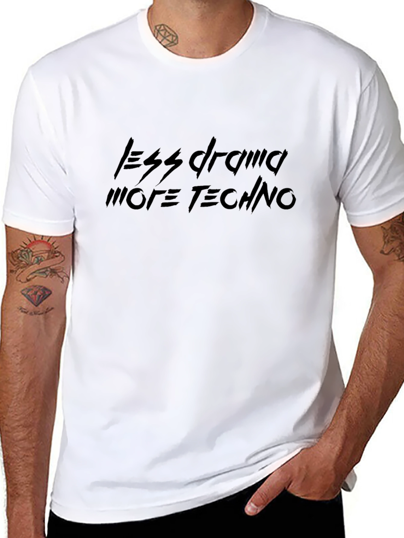 Less Drama More Techno Black Graphic Tee