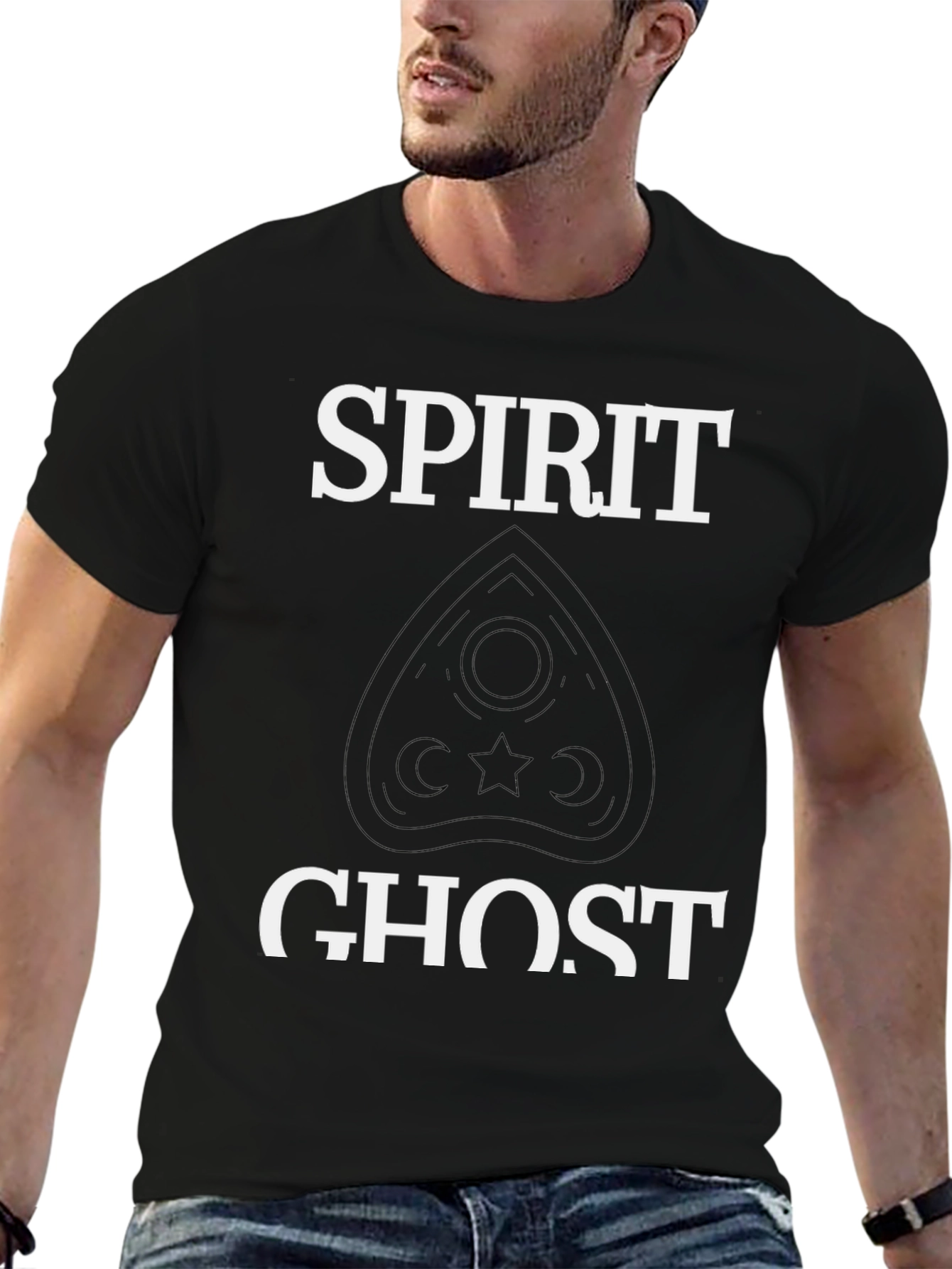 Spirit Ghost Graphic T-Shirt - Black Cotton Tee