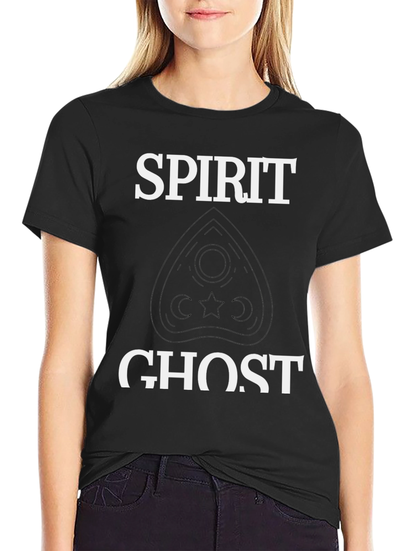 Spirit Ghost Graphic T-Shirt - Black Cotton Tee