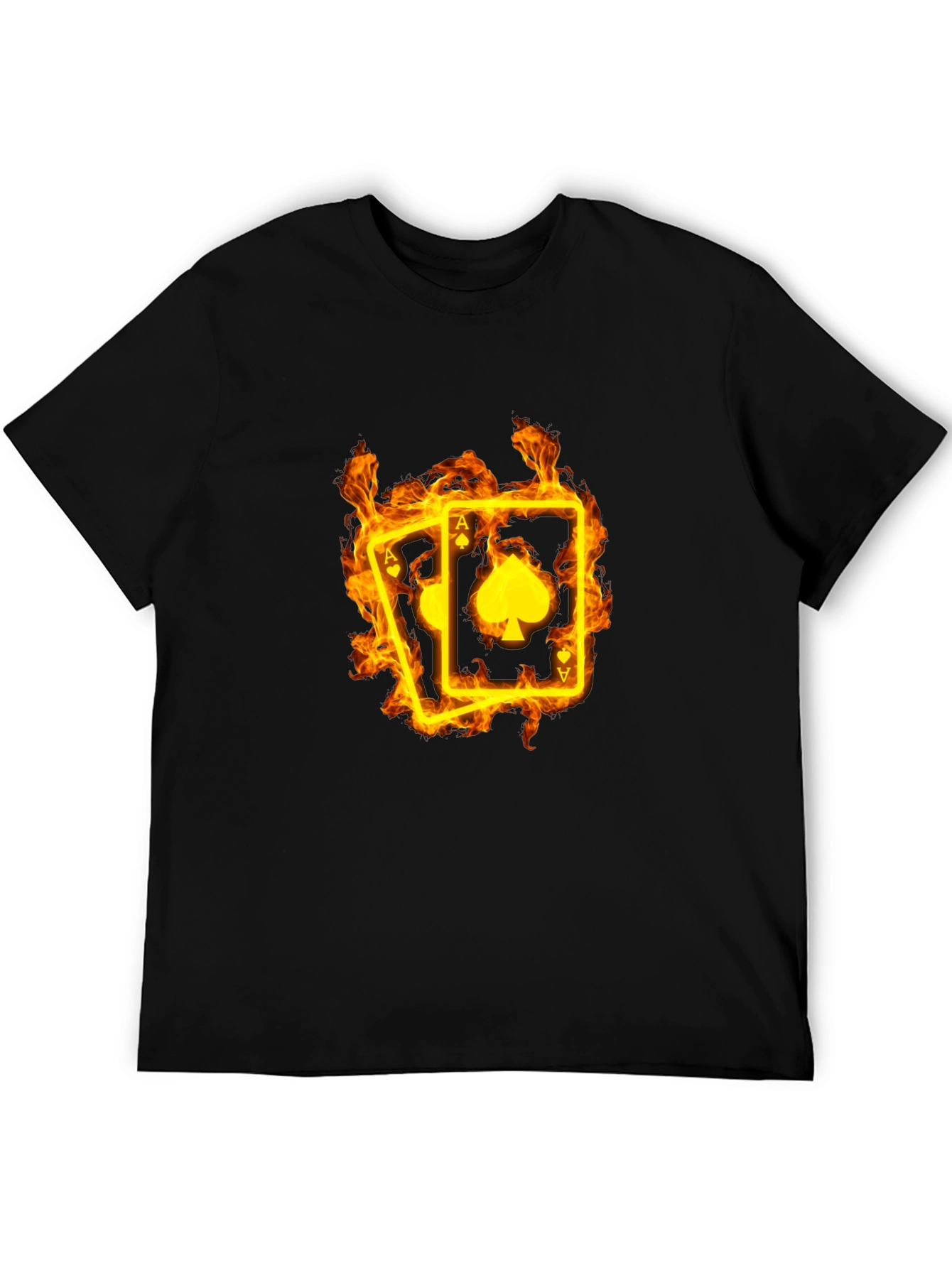 Ace of Spades Flaming Card Black T-Shirt