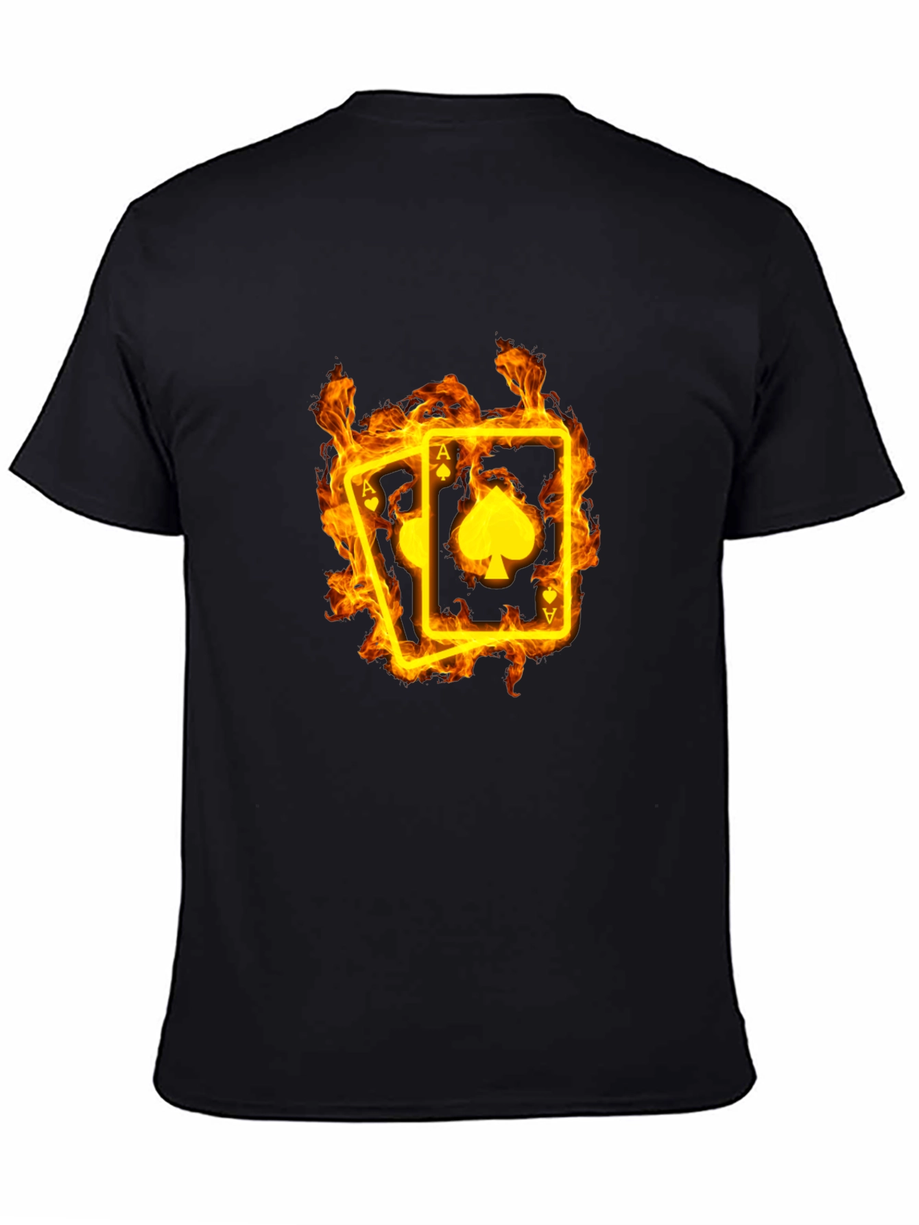 Ace of Spades Flaming Card Black T-Shirt
