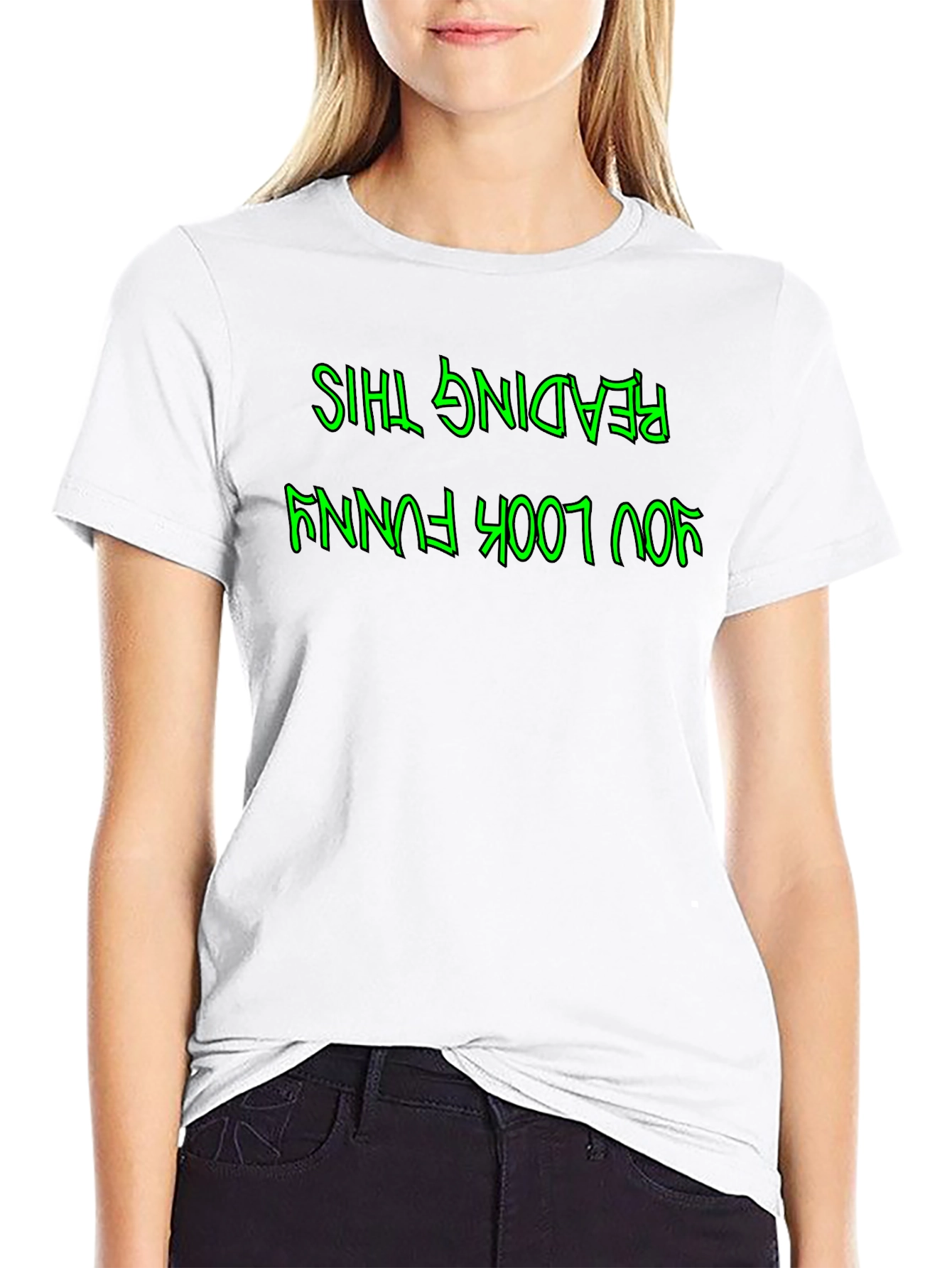 Funny Upside Down Text Graphic T-Shirt