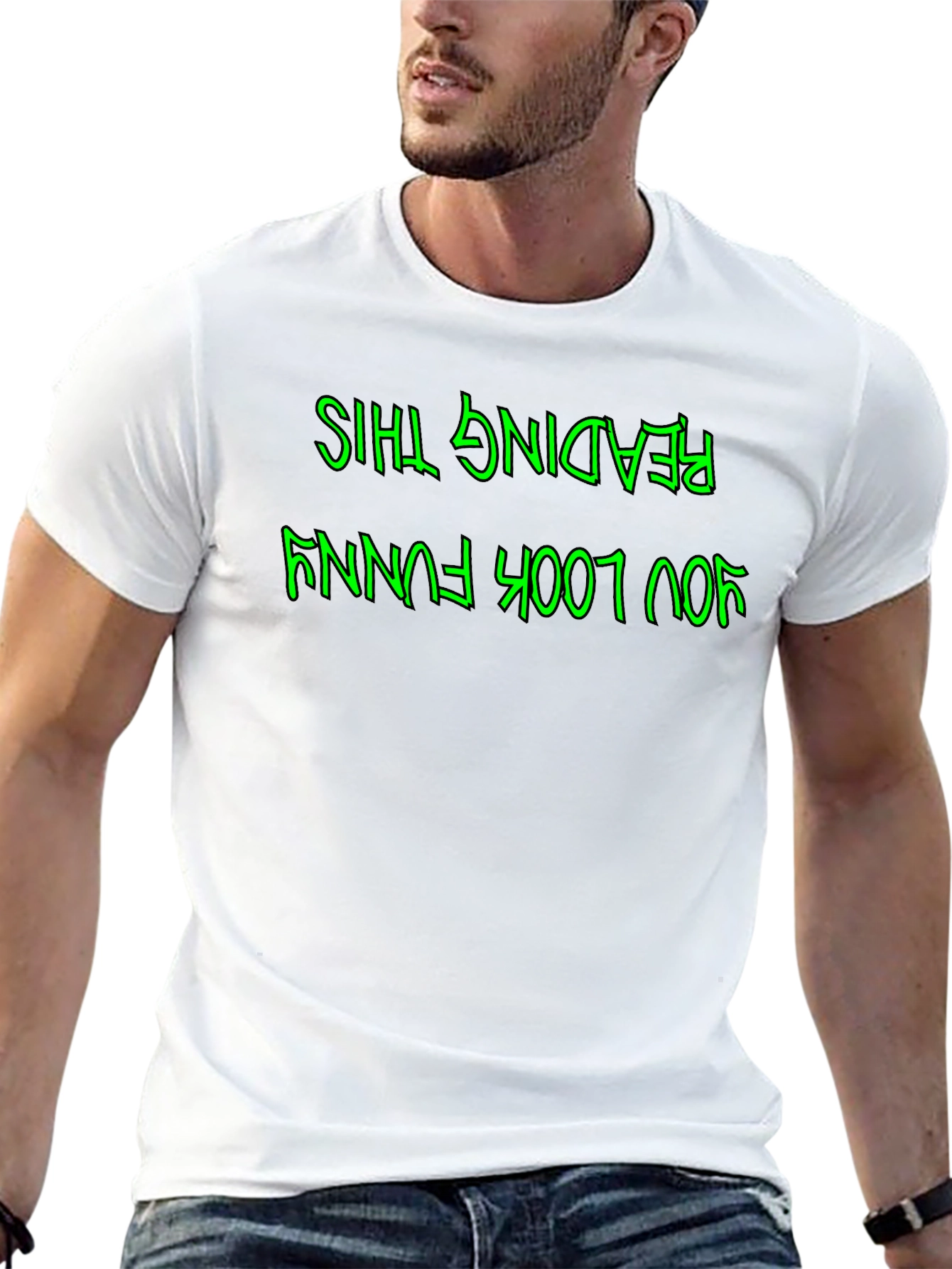 Funny Upside Down Text Graphic T-Shirt