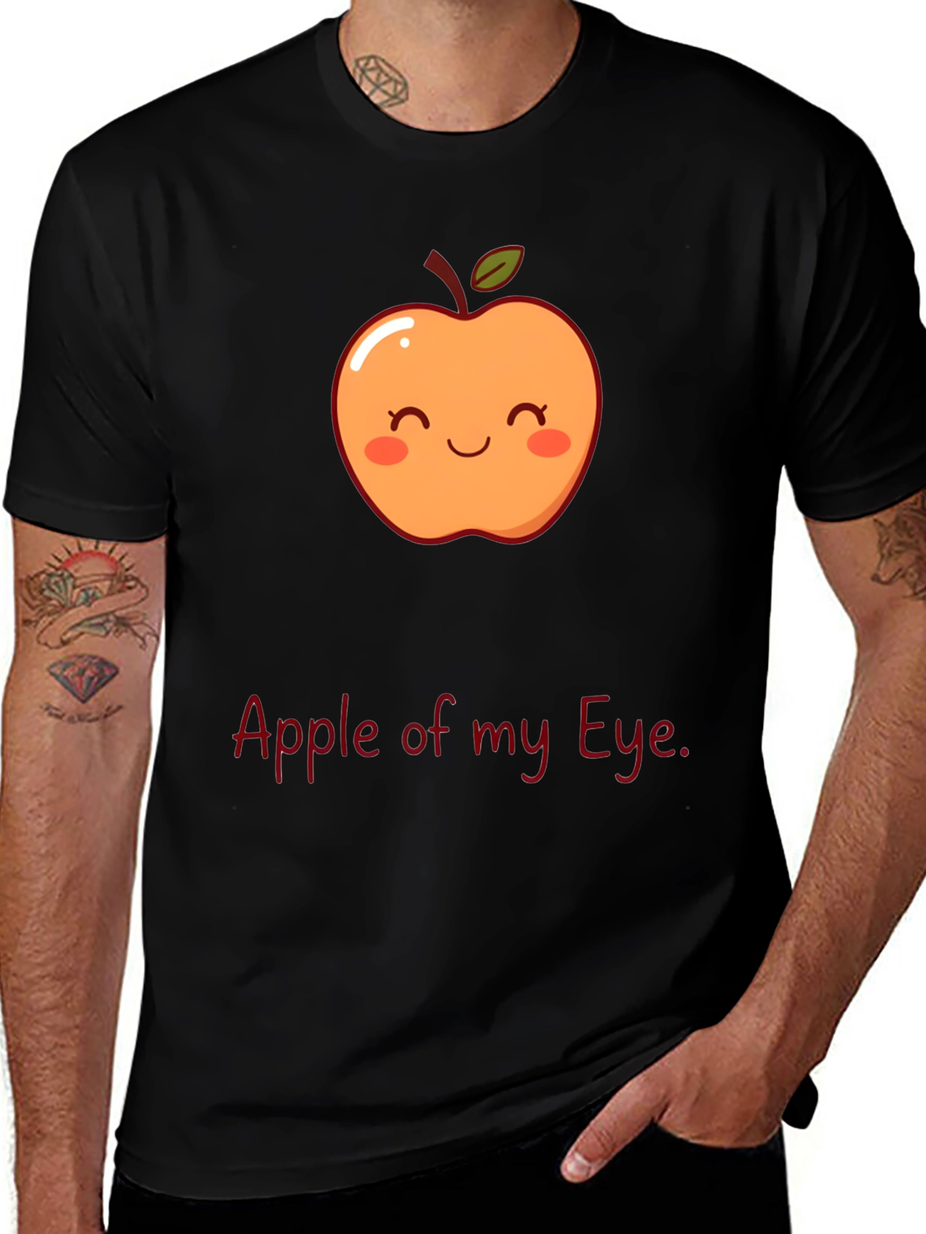 Cute Apple of My Eye Graphic Print T-Shirt