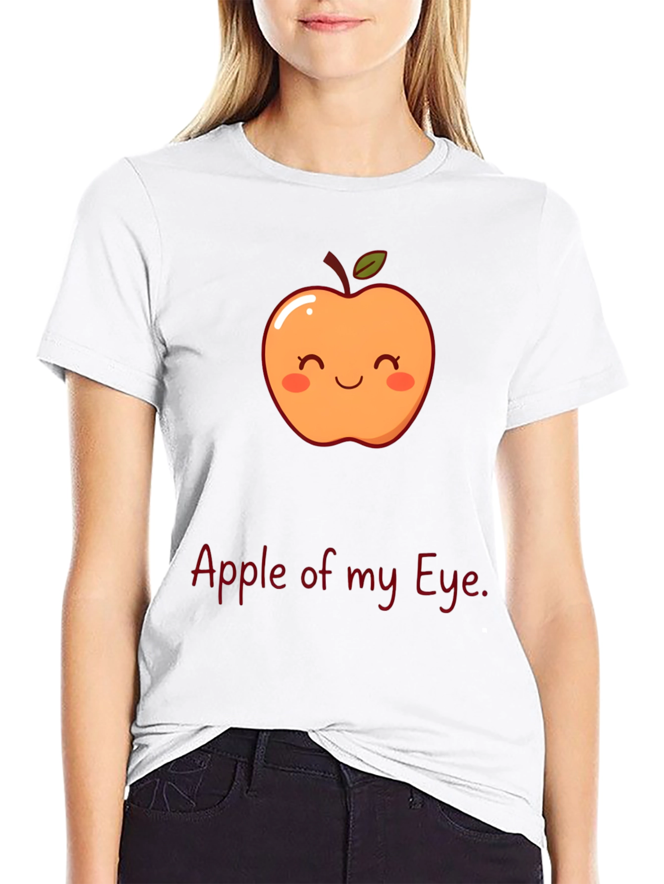 Cute Apple of My Eye Graphic Print T-Shirt
