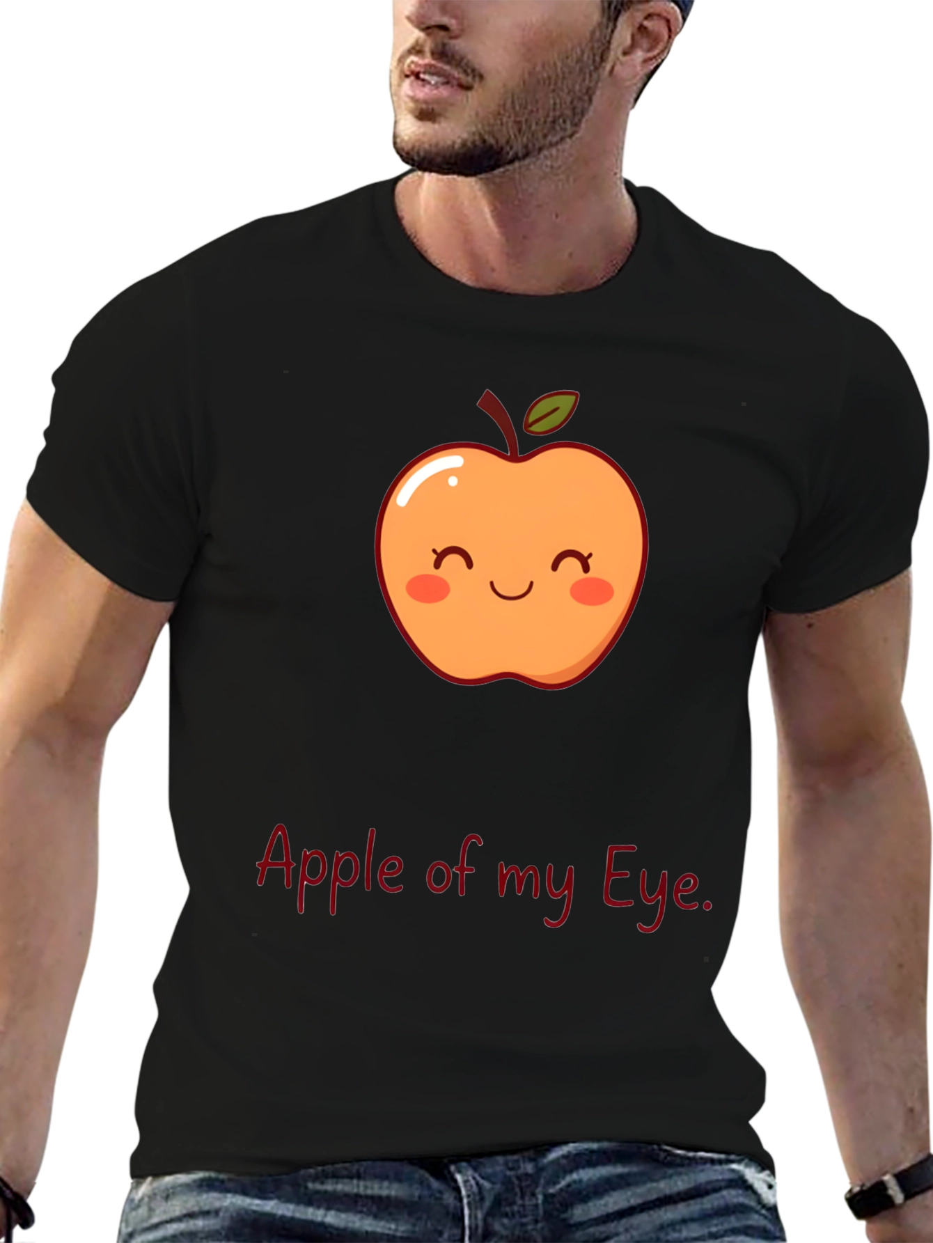 Cute Apple of My Eye Graphic Print T-Shirt