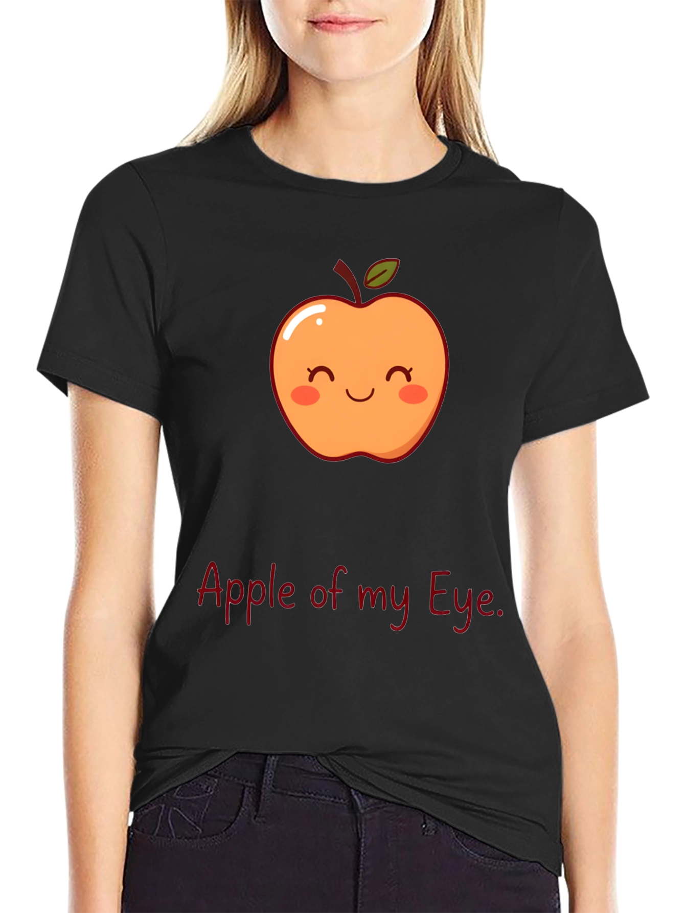 Cute Apple of My Eye Graphic Print T-Shirt