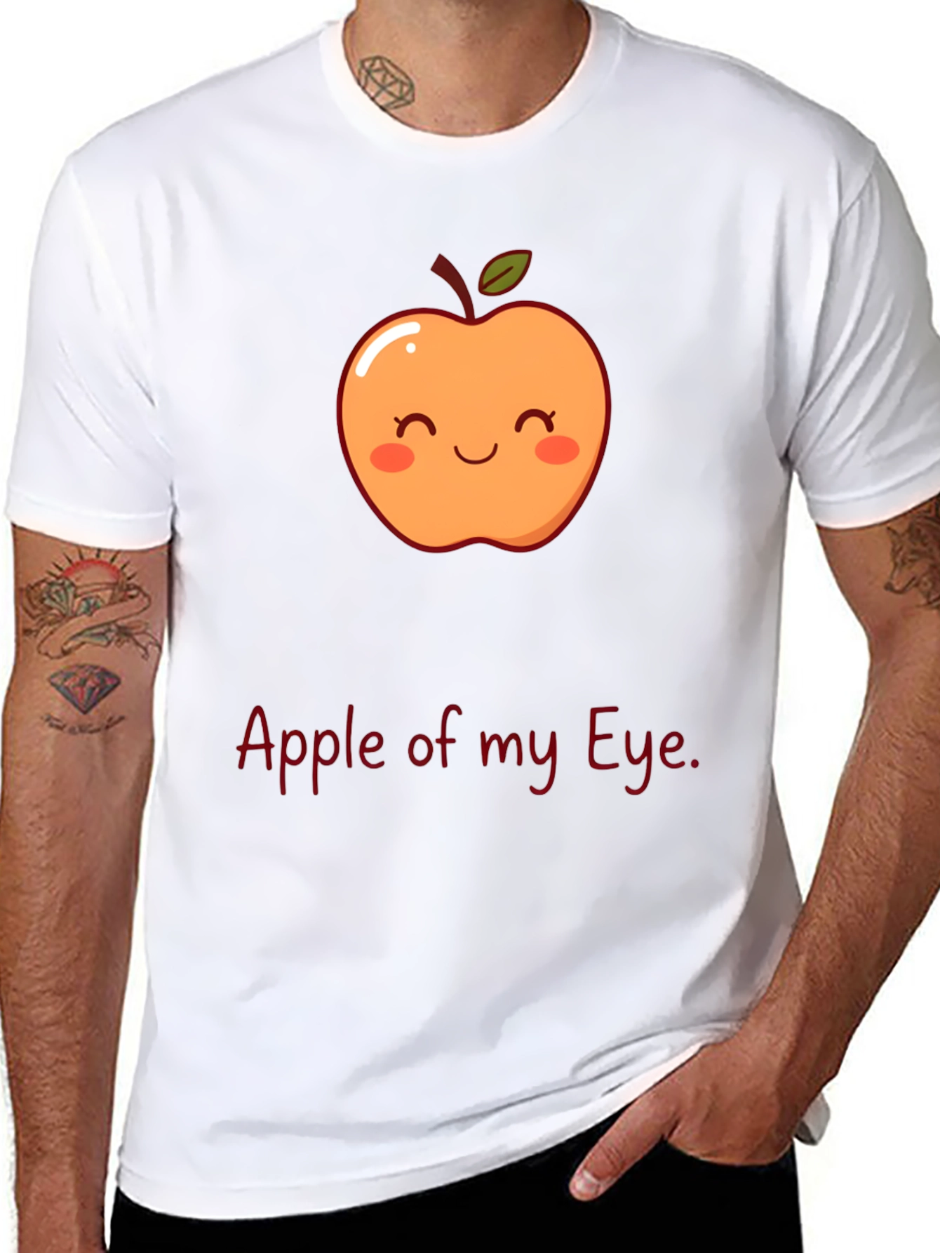 Cute Apple of My Eye Graphic Print T-Shirt