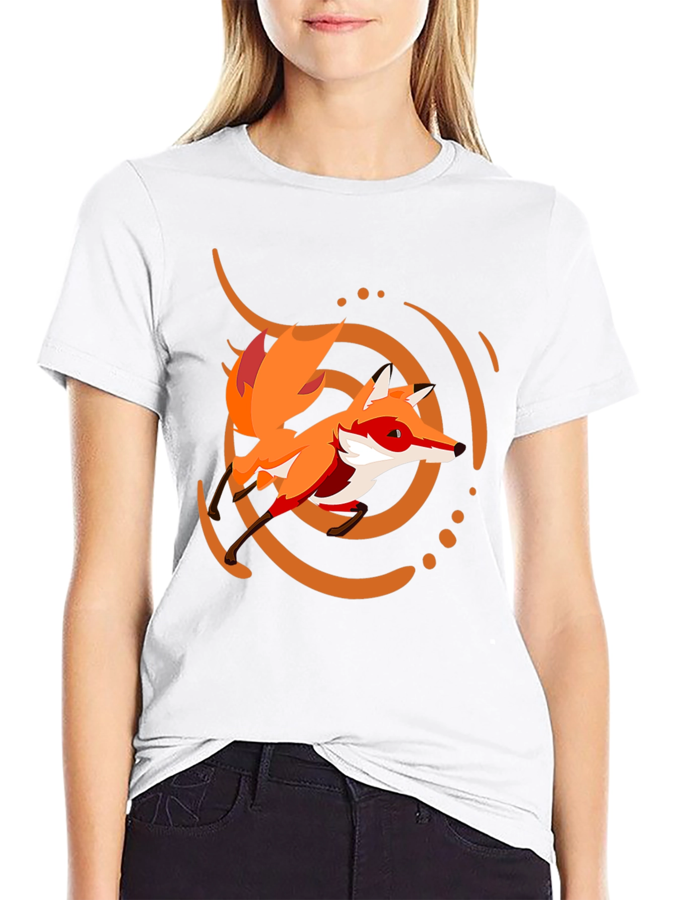 Fox Graphic Print Black Tee