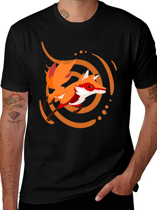 Fox Graphic Print Black Tee
